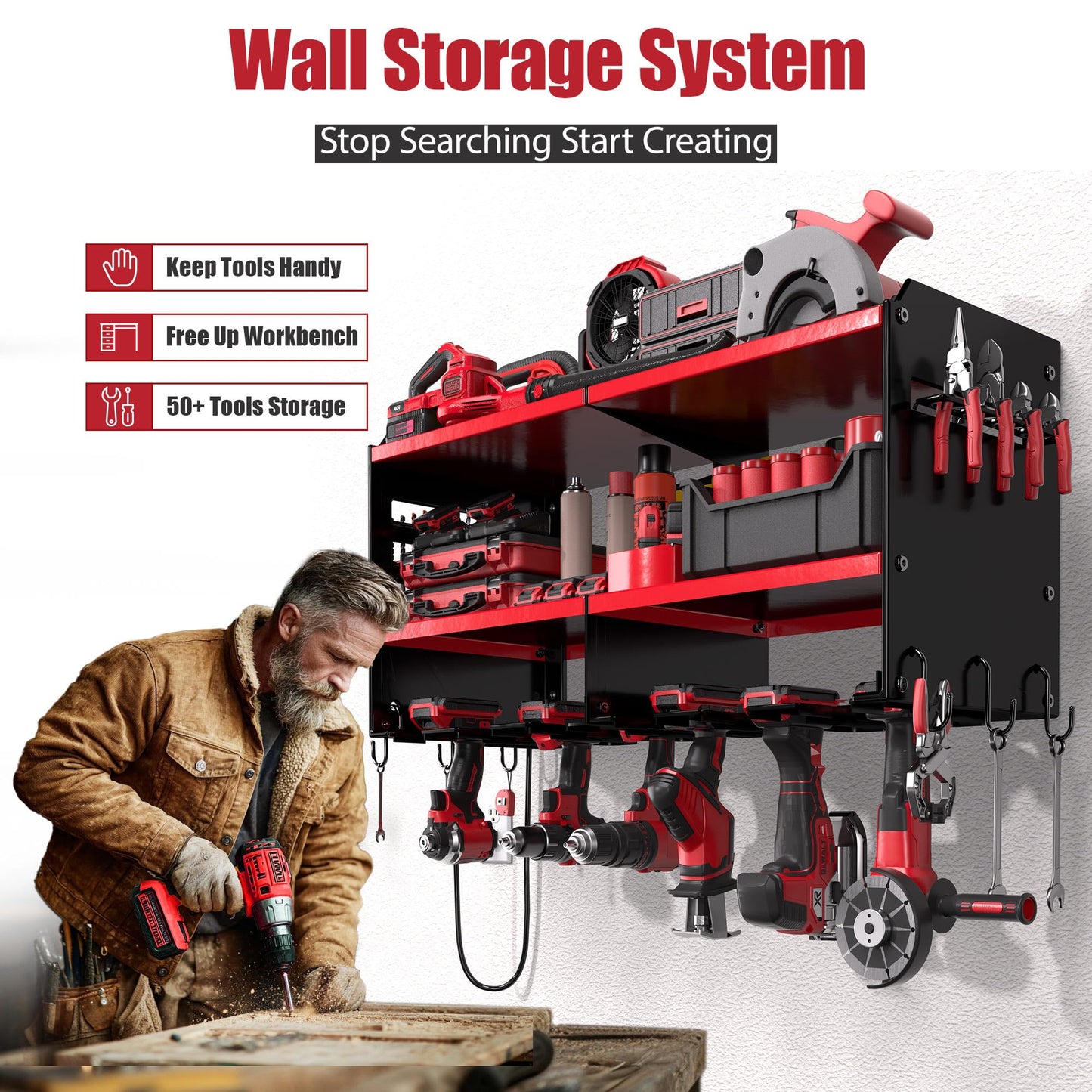 Power Tool Organizer with Charging Station