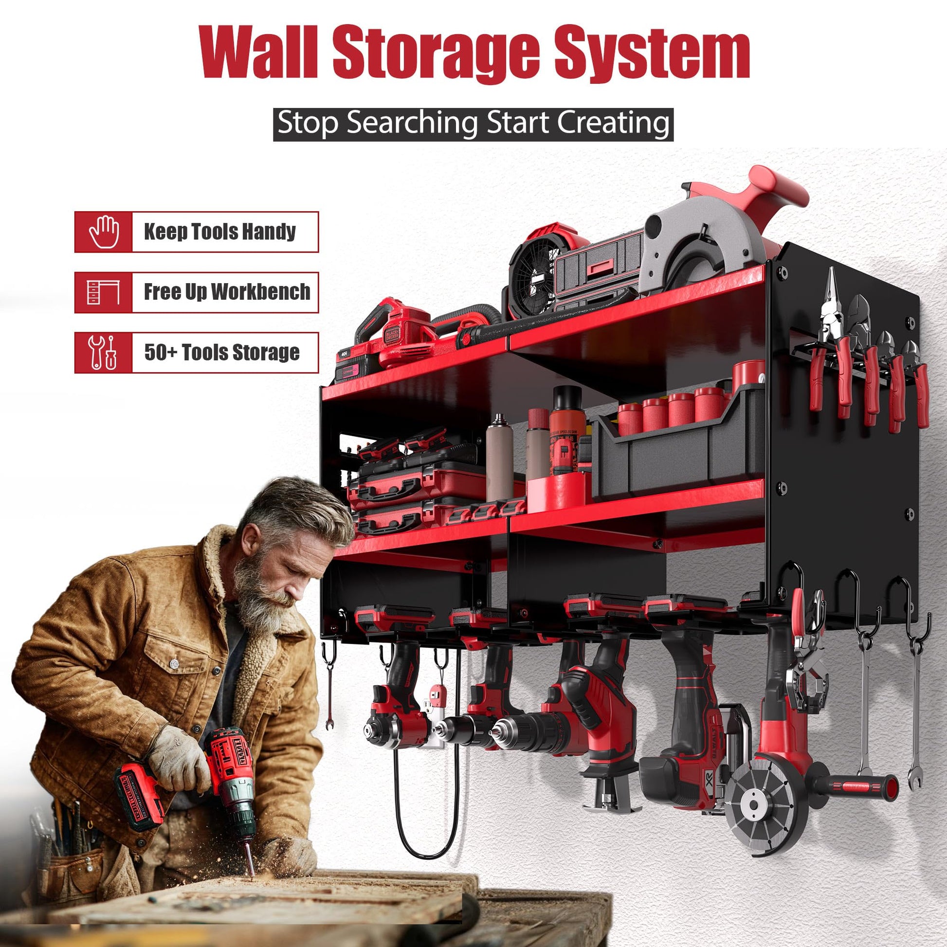 Power Tool Organizer with Charging Station