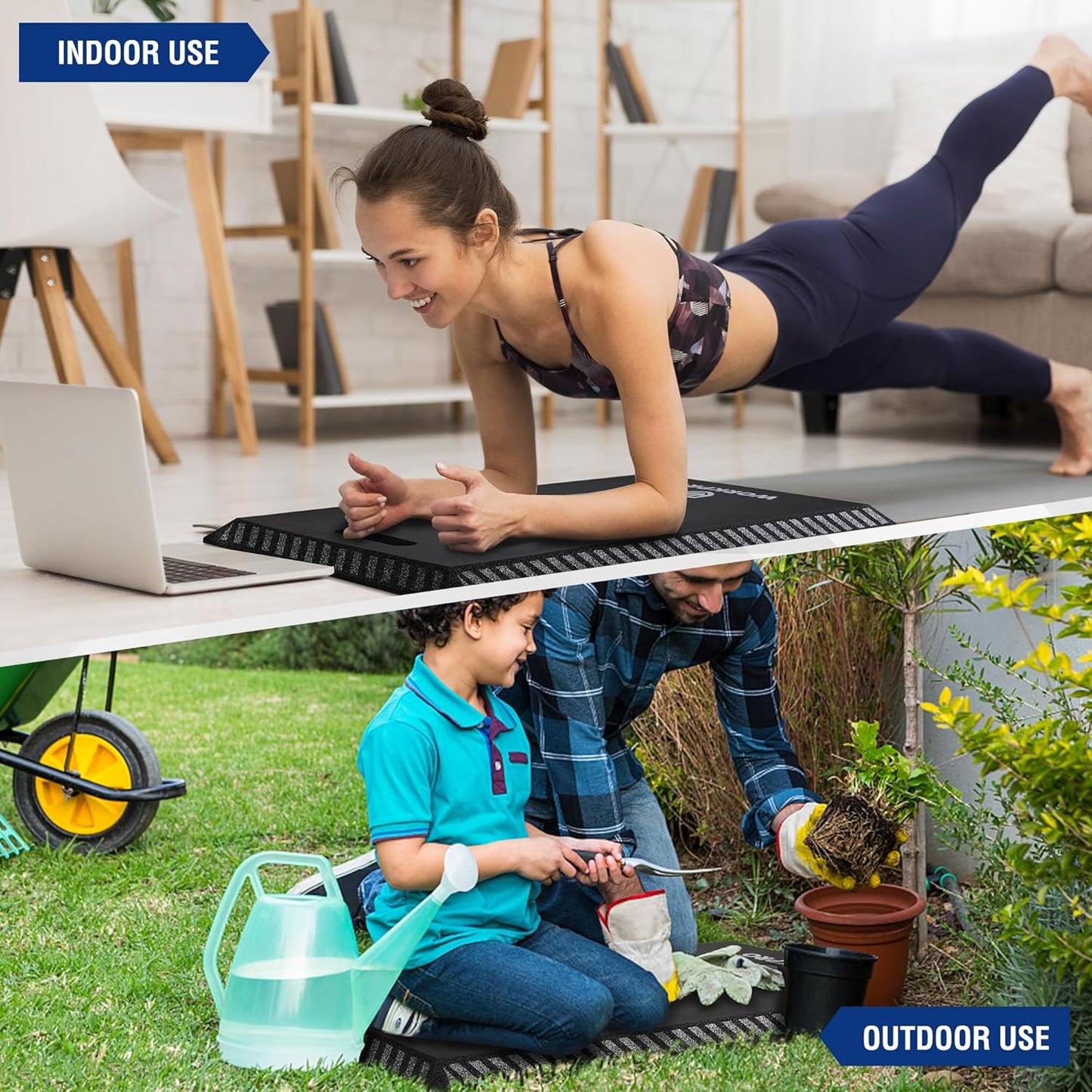 WORKPRO Extra Thick Kneeling Pad, Soft Foam Knee Cushioning, Extra Large Foam Kneeler Mat for Auto-Repair, Gardening, Workout Supplies, 28 x 16 x 1.2in, Black