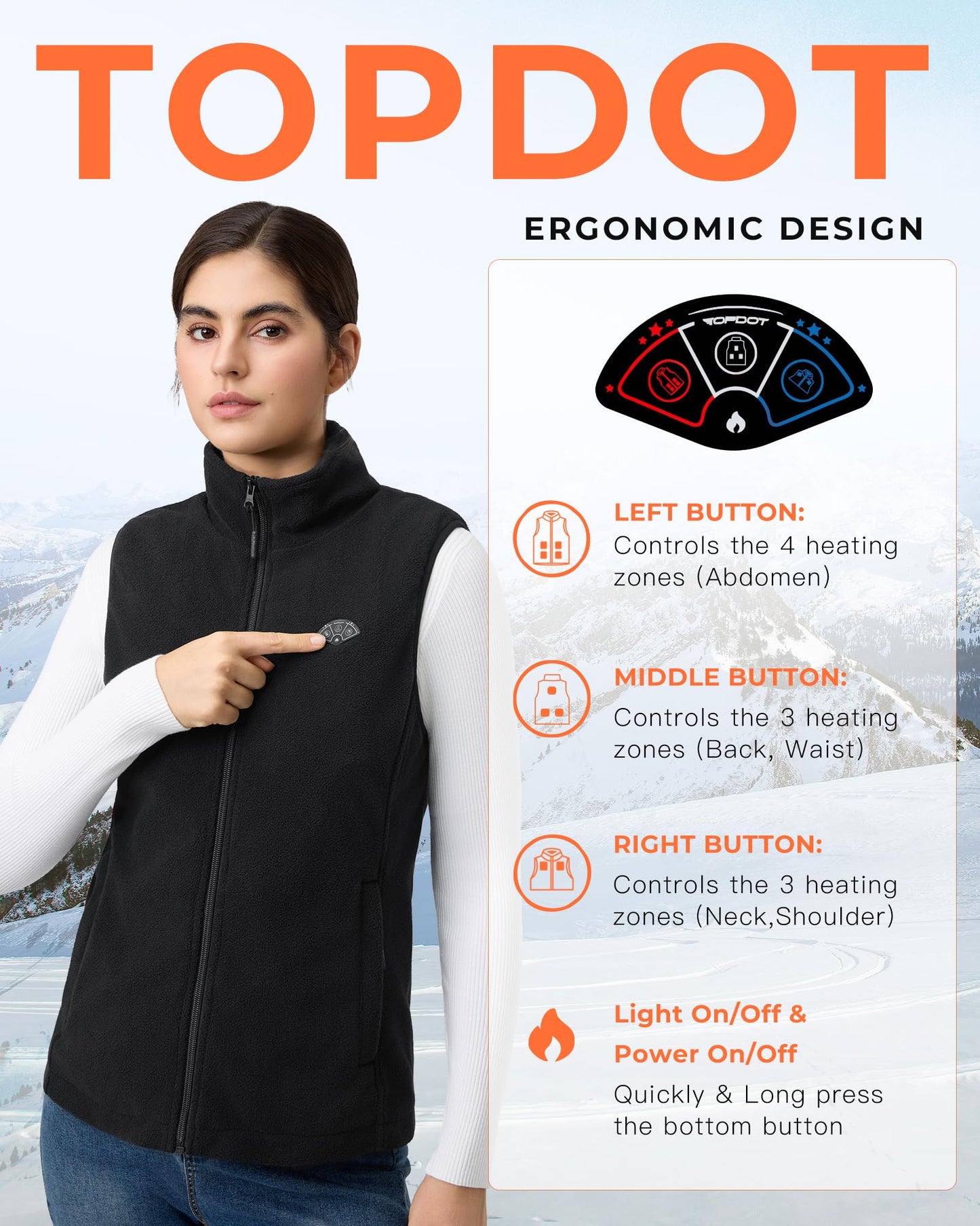 Fleece Women's Heated Vest with Battery Pack 16000mAh 7.4V, Heated Vest for Women with10-Heated Zones for Outdoor Work