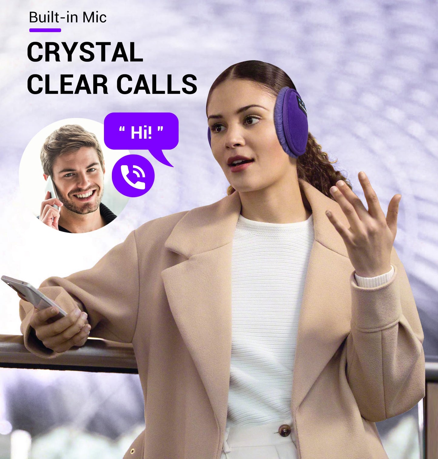 LC-dolida Earmuff Headphones Bluetooth Winter Ear Muffs Ear Warmer Headband for Men/Women/Kids Outdoor Biking Skating Hiking