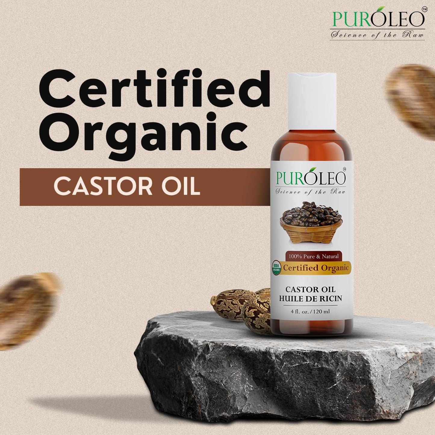 PUROLEO Castor Oil 64 Fl Oz/1900 ML (Packed In Canada) 100% Pure and Natural Hair, Lash, Beard, Eyelashes & Eyebrow Oil Black castor oil for brow lashes, Make eyelash serum, hair serum for dry hair and frizzy | huile de ricin pour huile de ricin pour chev
