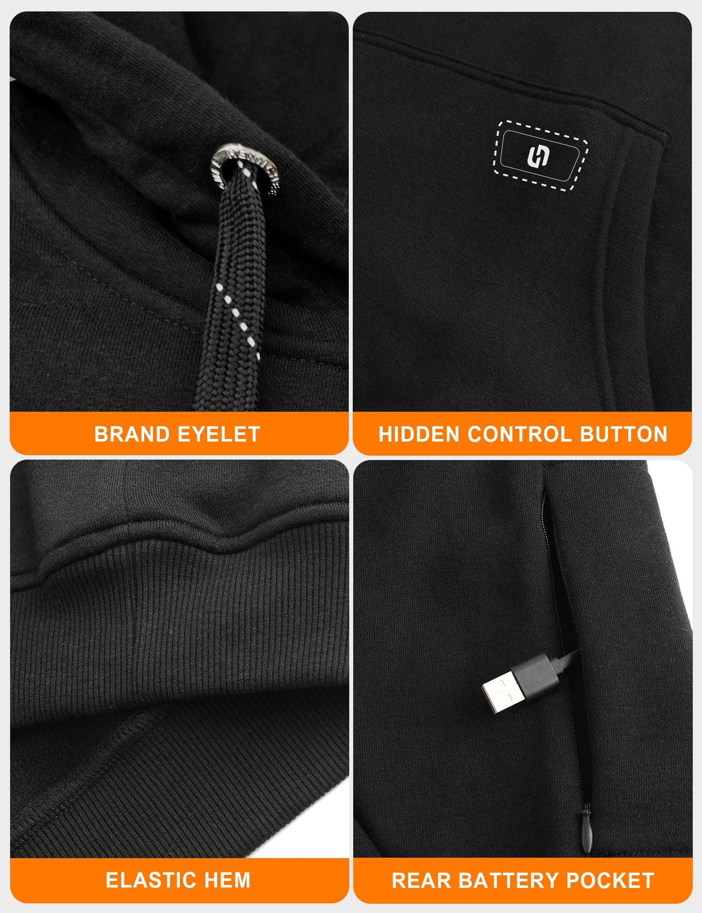 HENNCHEE Heated Hoodies for Men Women with Battery Pack, Heated Pullover Unisex Sweatshirt Heating Jacket