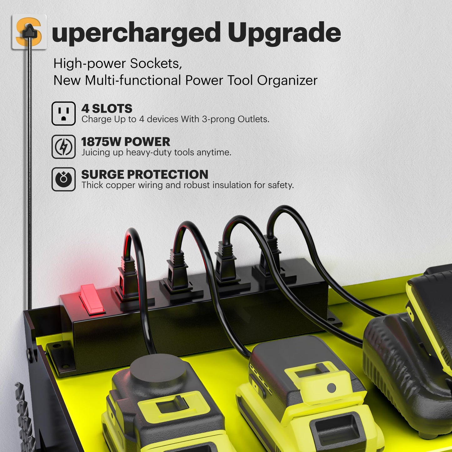 Power Tool Organizer with Charging Station