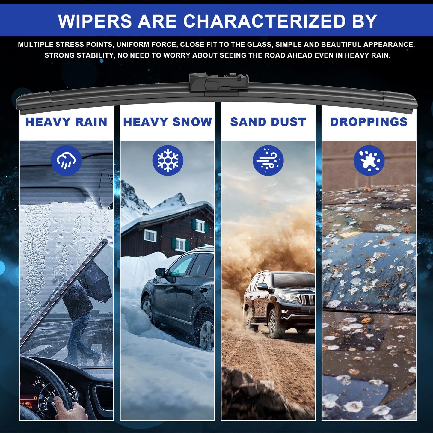 3 Wipers Factory Replacement For Ford Focus 2018 2017 2016 2015 2014 2013 2012 Original Equipment Windshield Wiper Blades Set 28"+28"+12" (Set of 3)