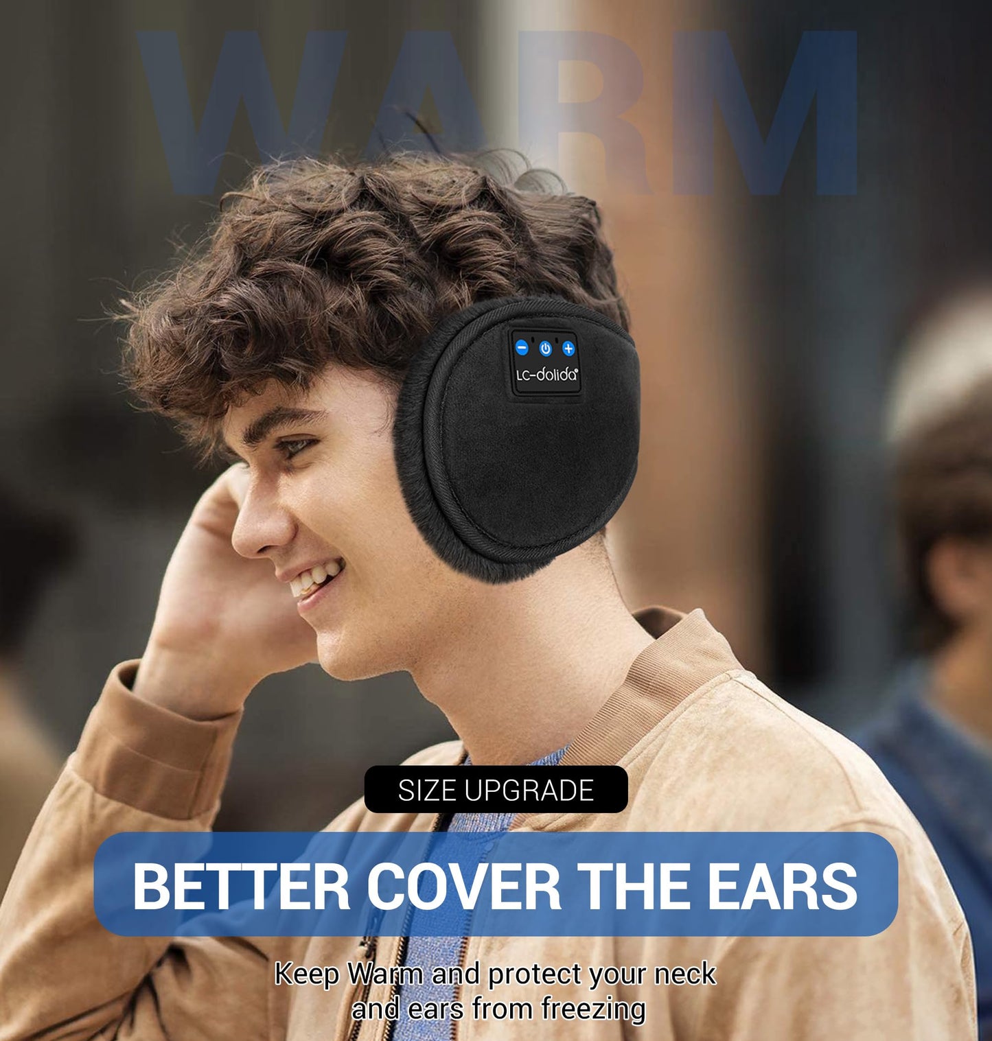 LC-dolida Earmuff Headphones Bluetooth Winter Ear Muffs Ear Warmer Headband for Men/Women/Kids Outdoor Biking Skating Hiking