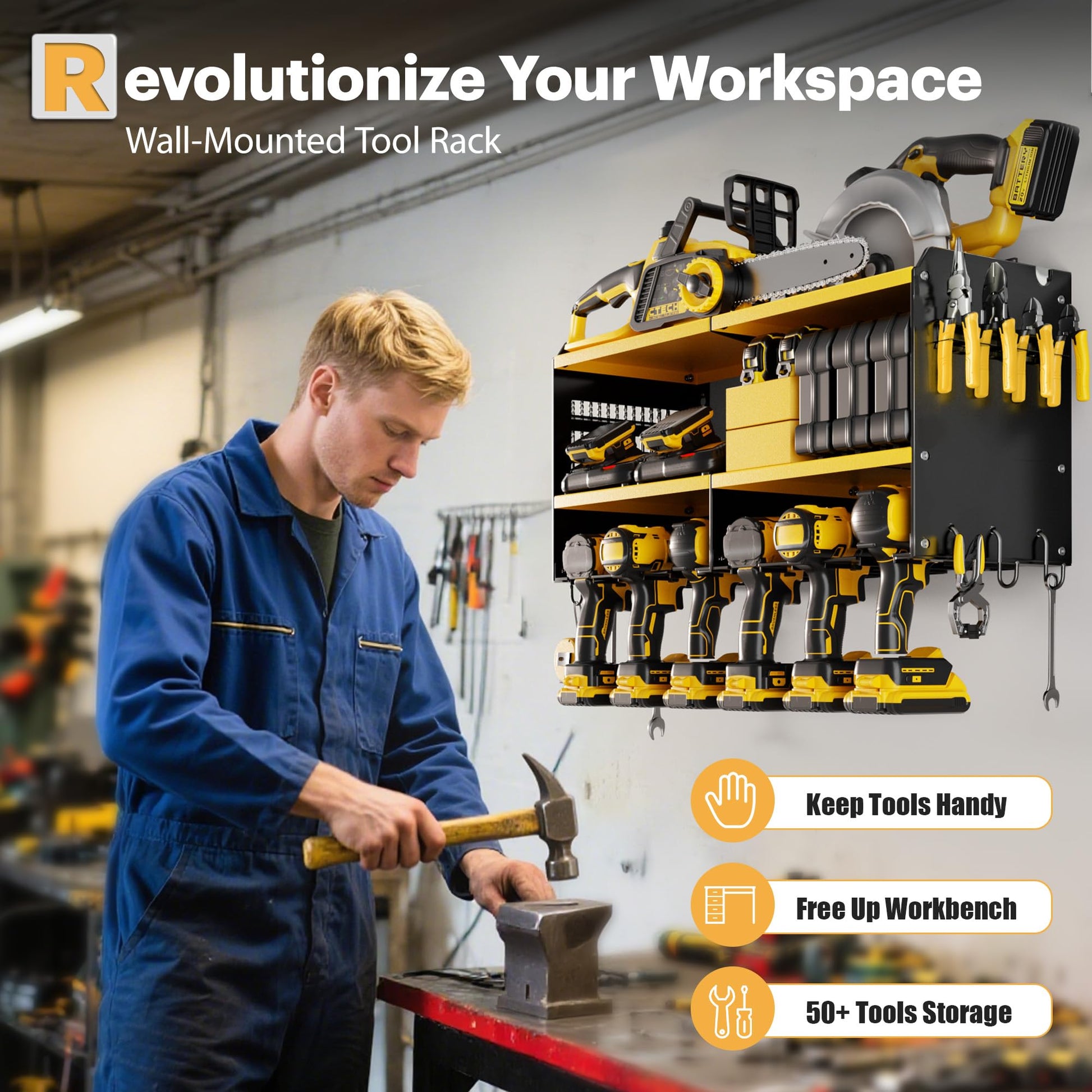 Power Tool Organizer with Charging Station