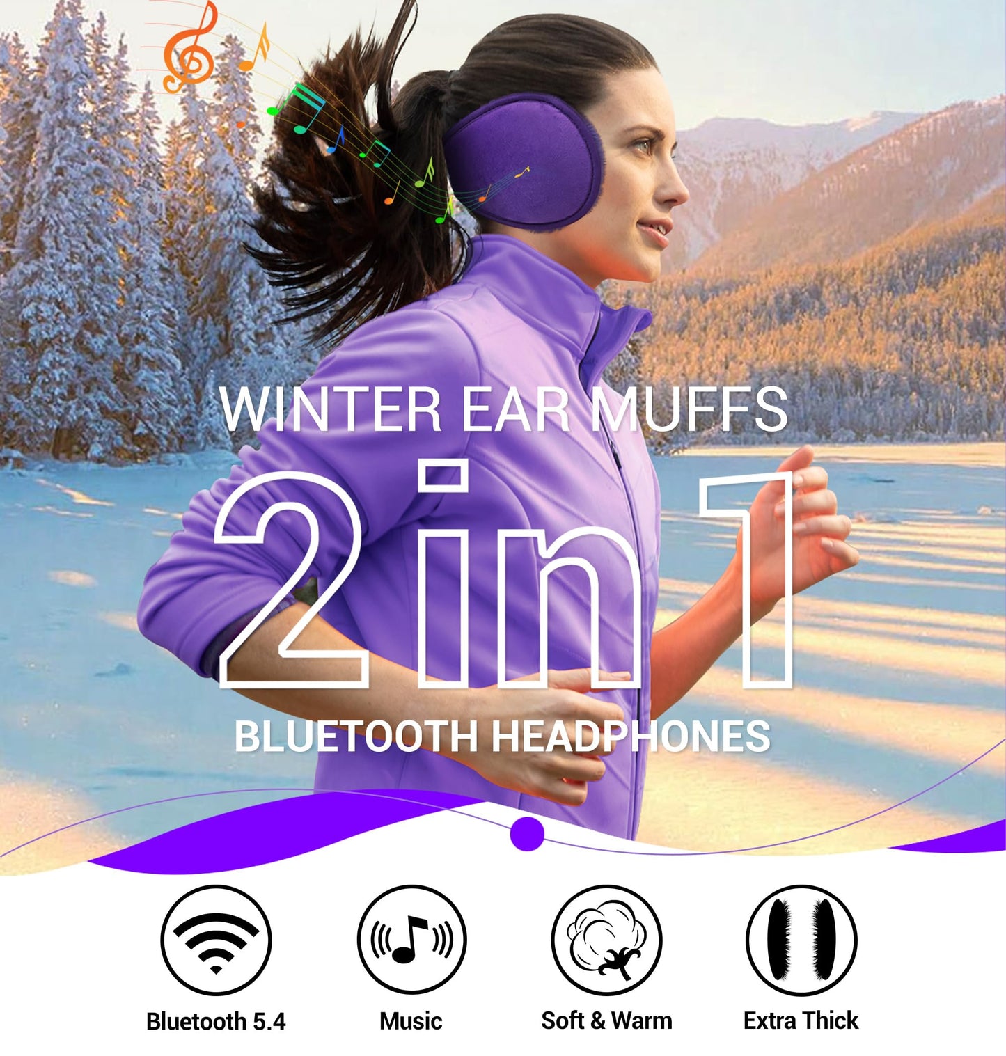 LC-dolida Earmuff Headphones Bluetooth Winter Ear Muffs Ear Warmer Headband for Men/Women/Kids Outdoor Biking Skating Hiking