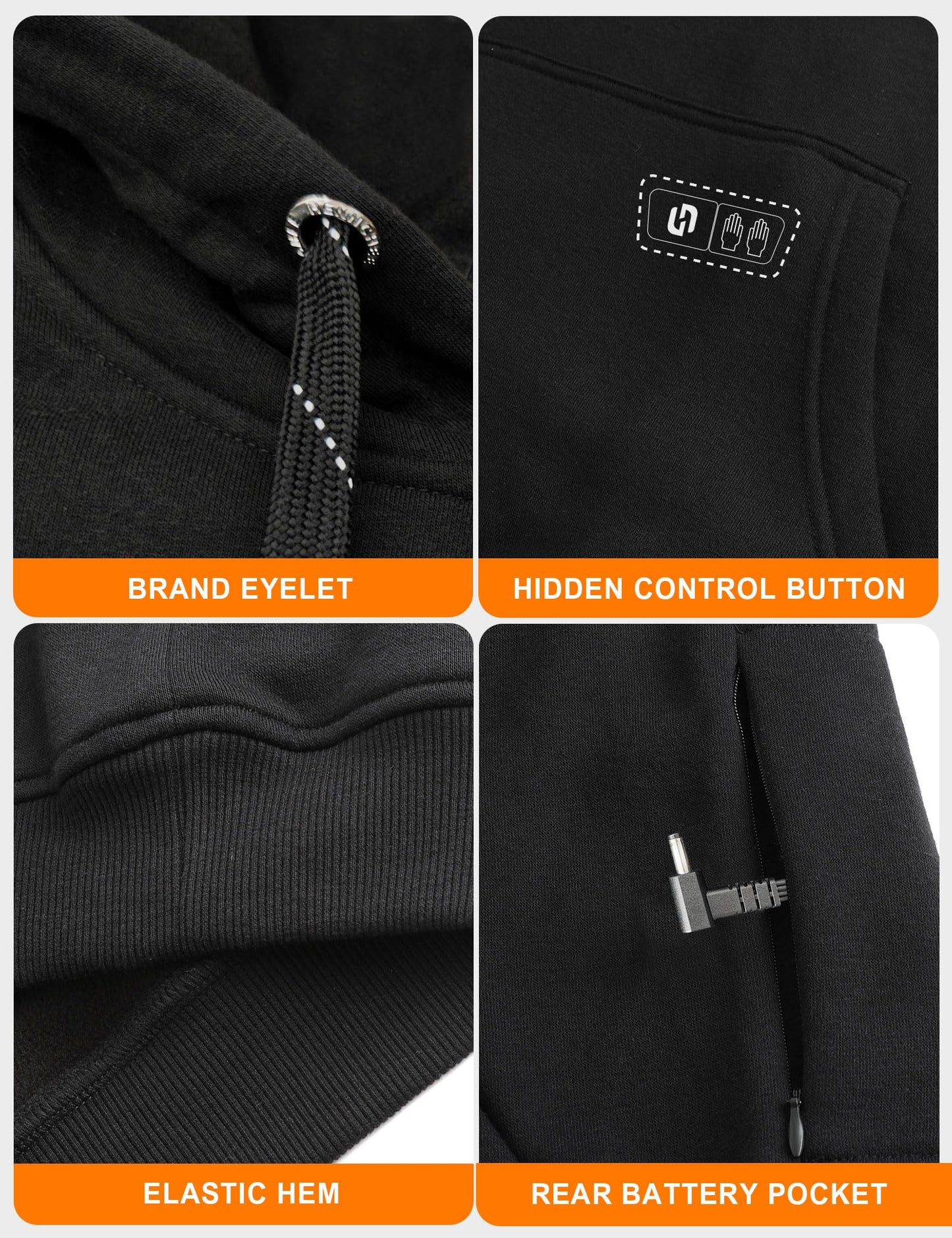 HENNCHEE Heated Hoodies for Men Women with Battery Pack, Heated Pullover Unisex Sweatshirt Heating Jacket