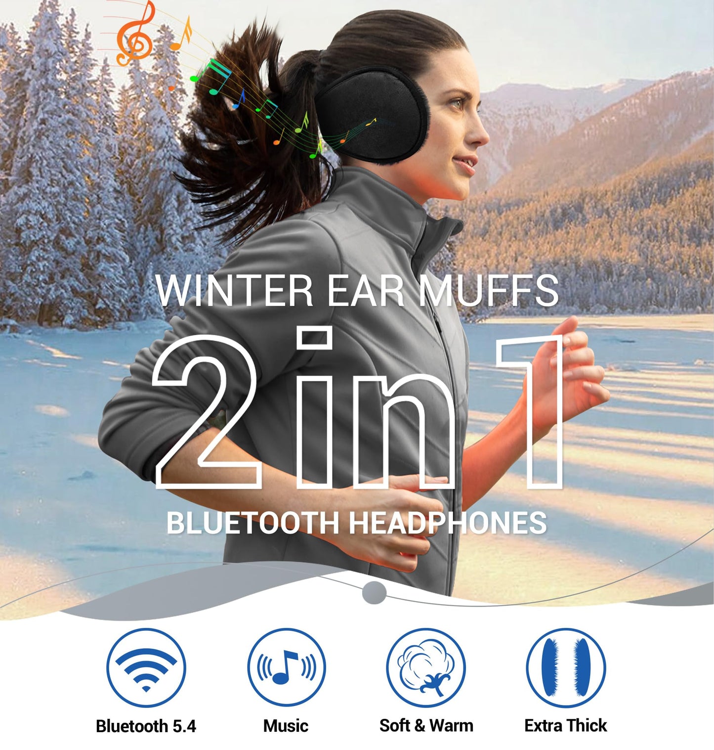 LC-dolida Earmuff Headphones Bluetooth Winter Ear Muffs Ear Warmer Headband for Men/Women/Kids Outdoor Biking Skating Hiking