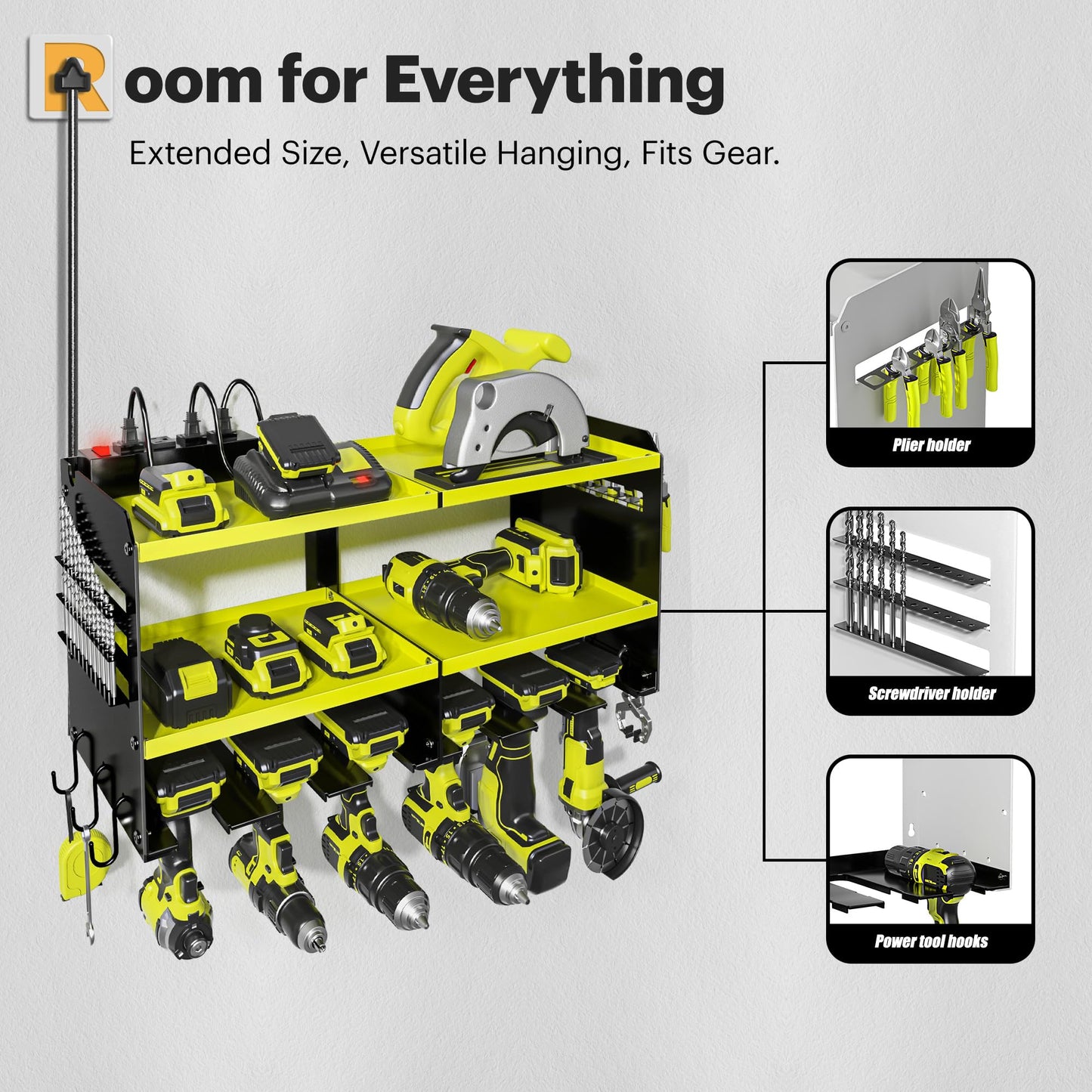 Power Tool Organizer with Charging Station