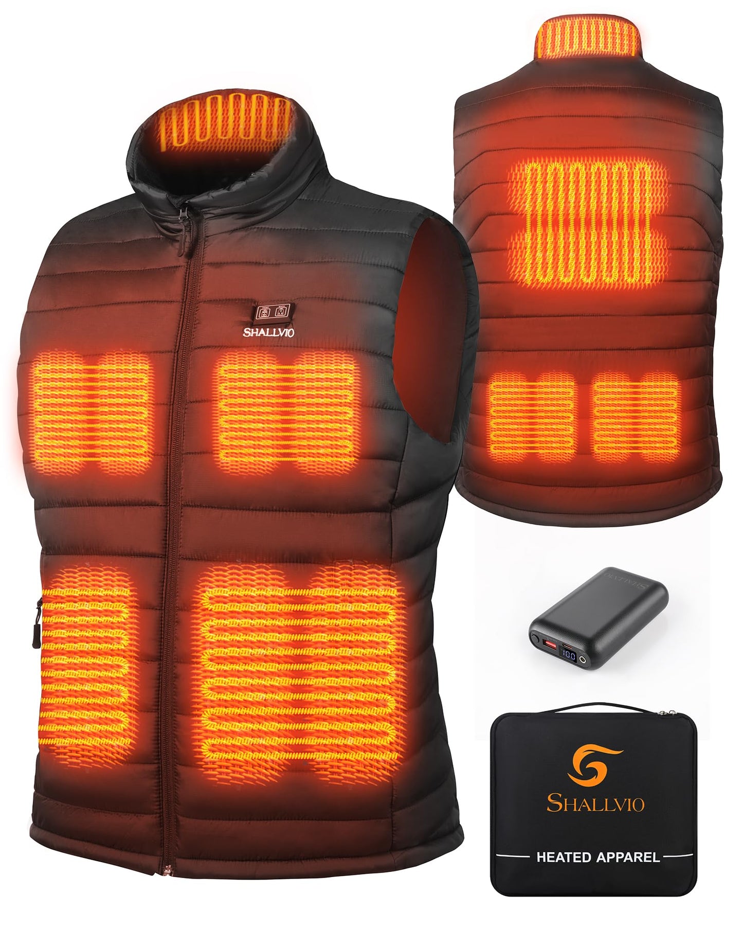 Men's Lightweight Heated Vest with 20000mAh 7.4V Battery Pack， Water-Resistant Electric Warming Heating Vest