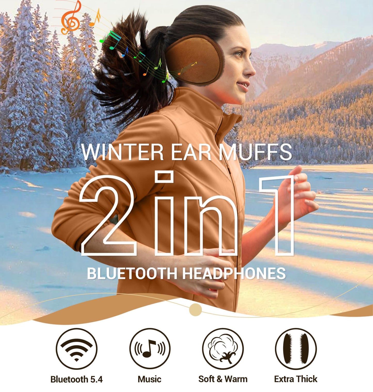 LC-dolida Earmuff Headphones Bluetooth Winter Ear Muffs Ear Warmer Headband for Men/Women/Kids Outdoor Biking Skating Hiking