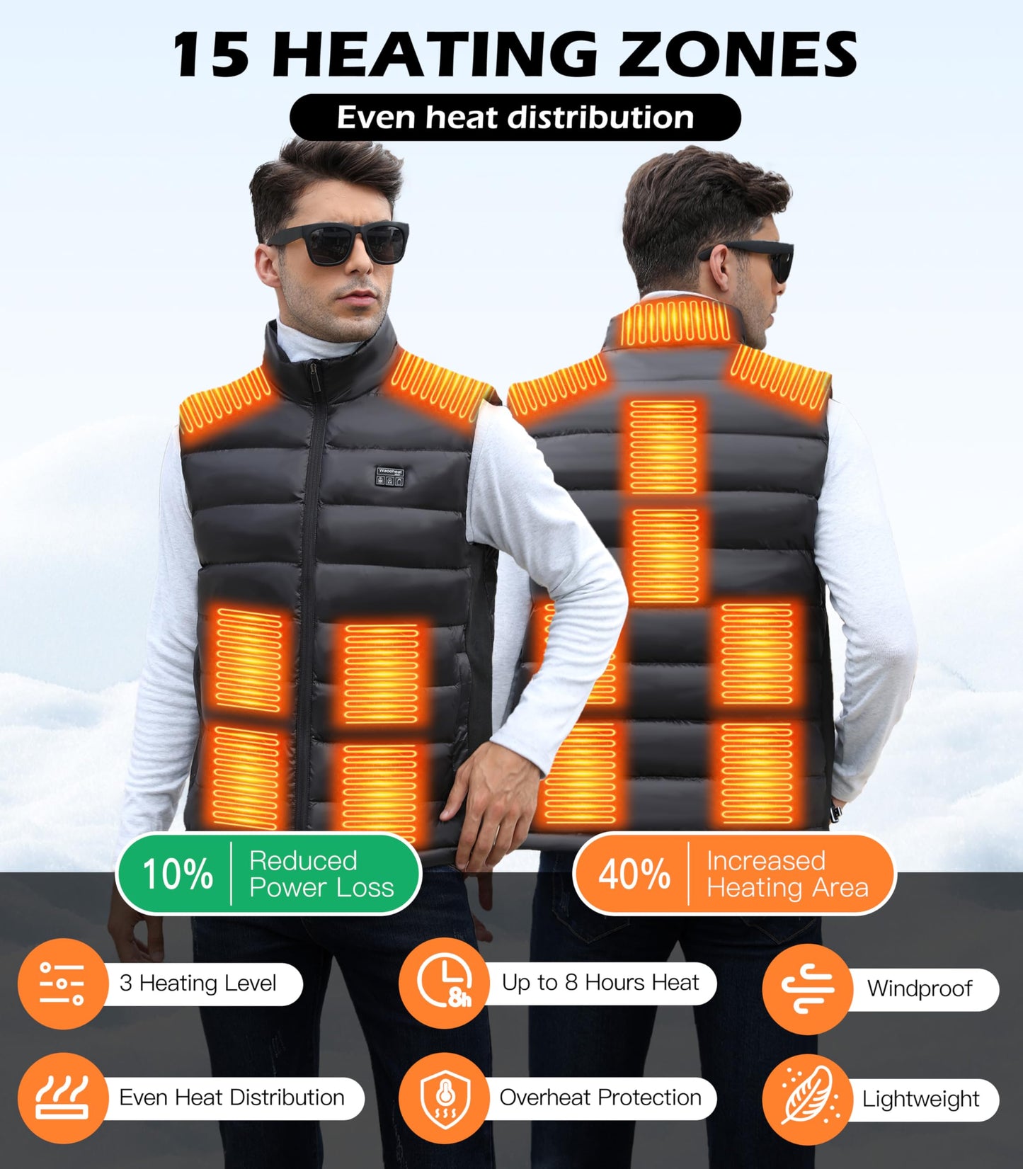Heated Vest for Men Women Lightweight USB Eletric Heating Jacket Winter Outdoor Sports Hunting