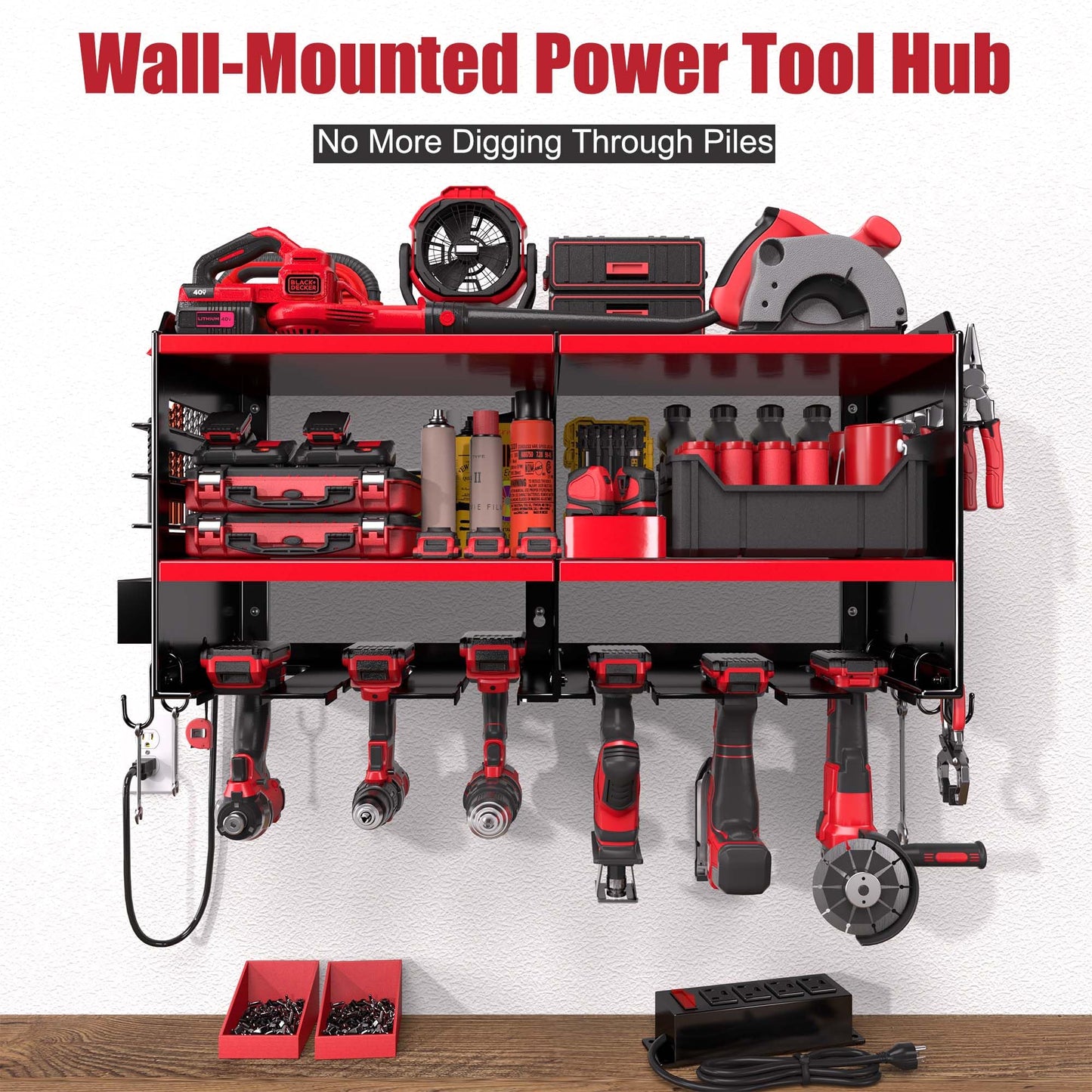 Power Tool Organizer with Charging Station