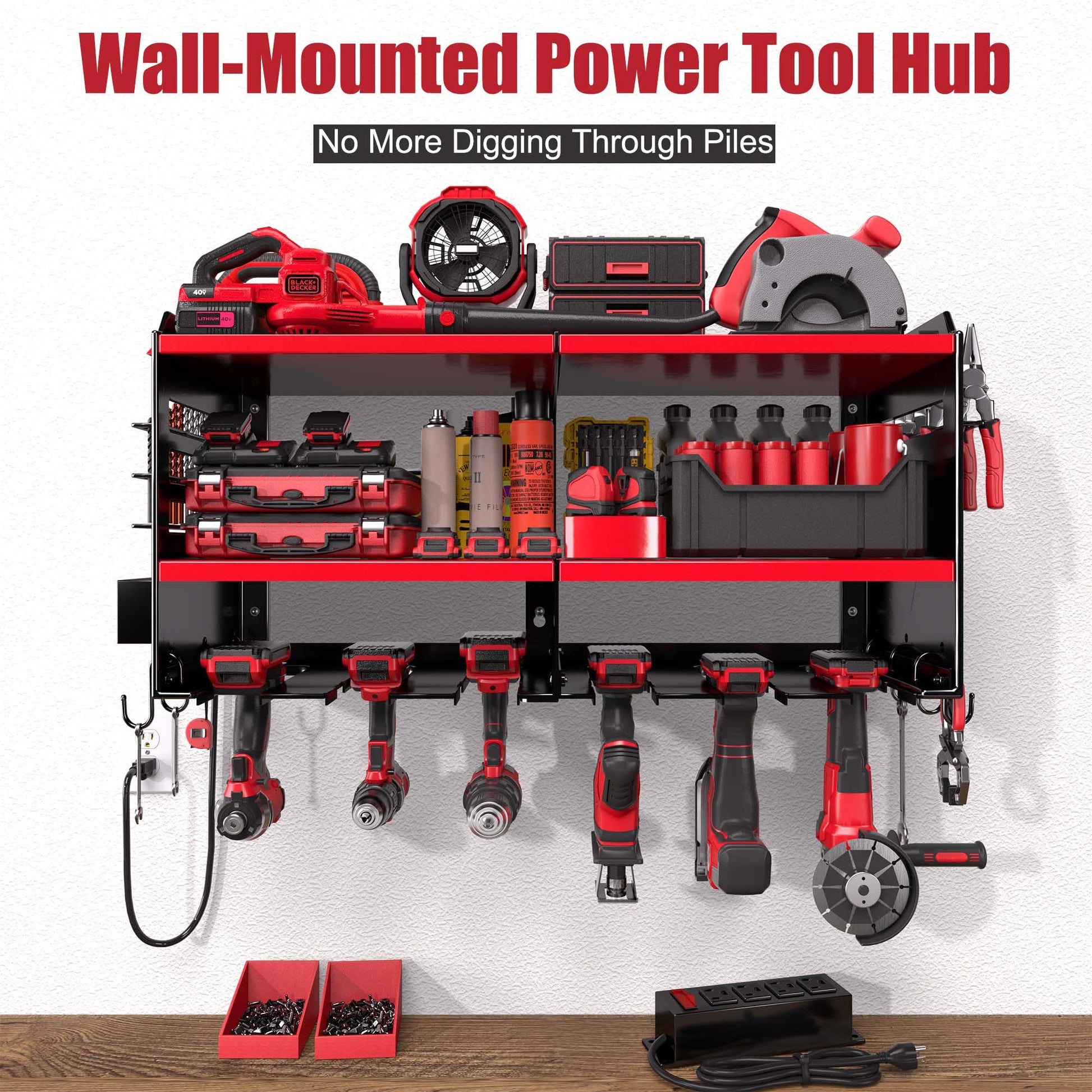 Power Tool Organizer with Charging Station