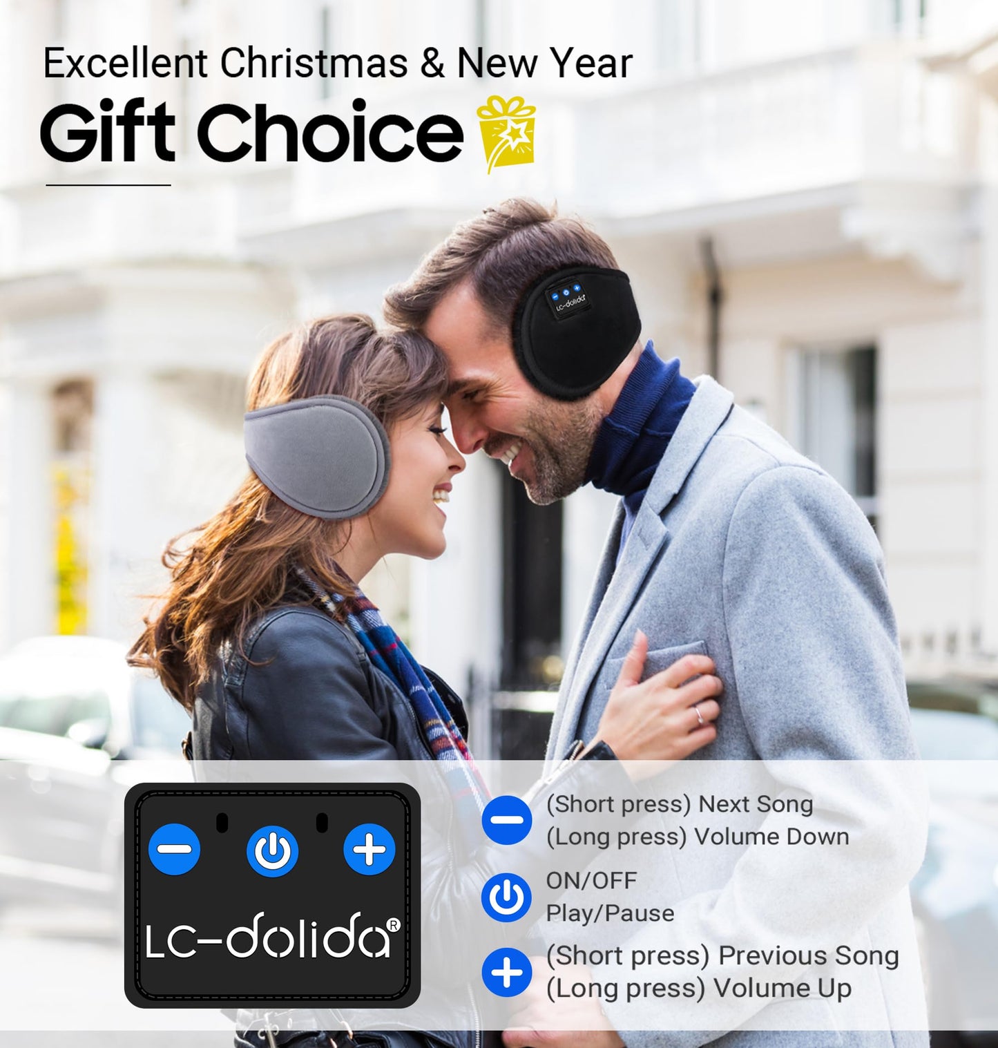 LC-dolida Earmuff Headphones Bluetooth Winter Ear Muffs Ear Warmer Headband for Men/Women/Kids Outdoor Biking Skating Hiking