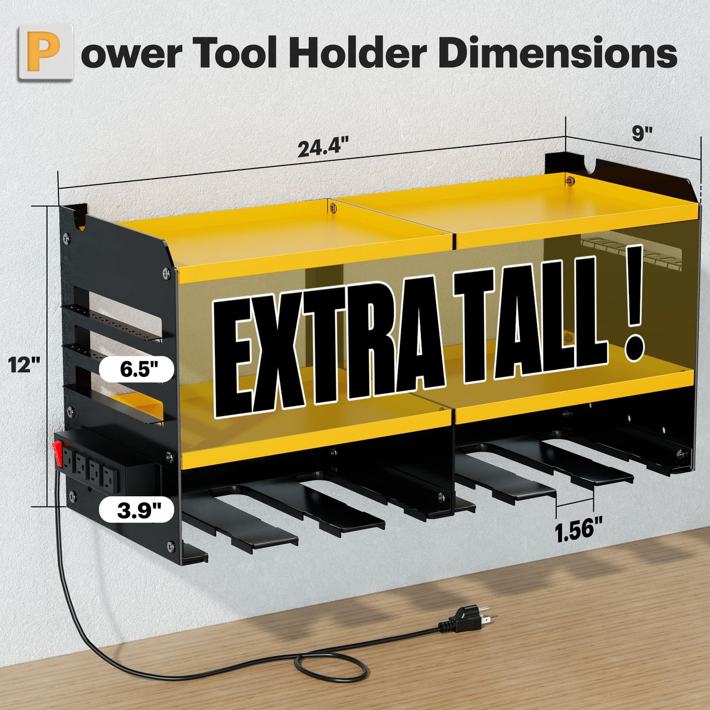 Power Tool Organizer with Charging Station