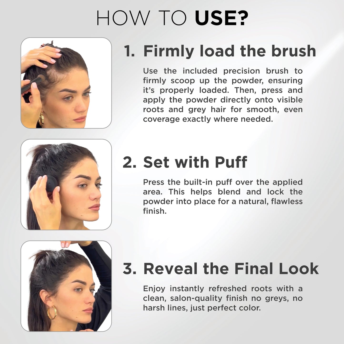 THICK FIBER Root Touch Up & Hairline Powder with Brush 4g – Covers Grey Roots & Thinning Hair – Sweat & Water Resistant – Hair Concealer for Bald Spots & Fill-In (Black) for Women & Men