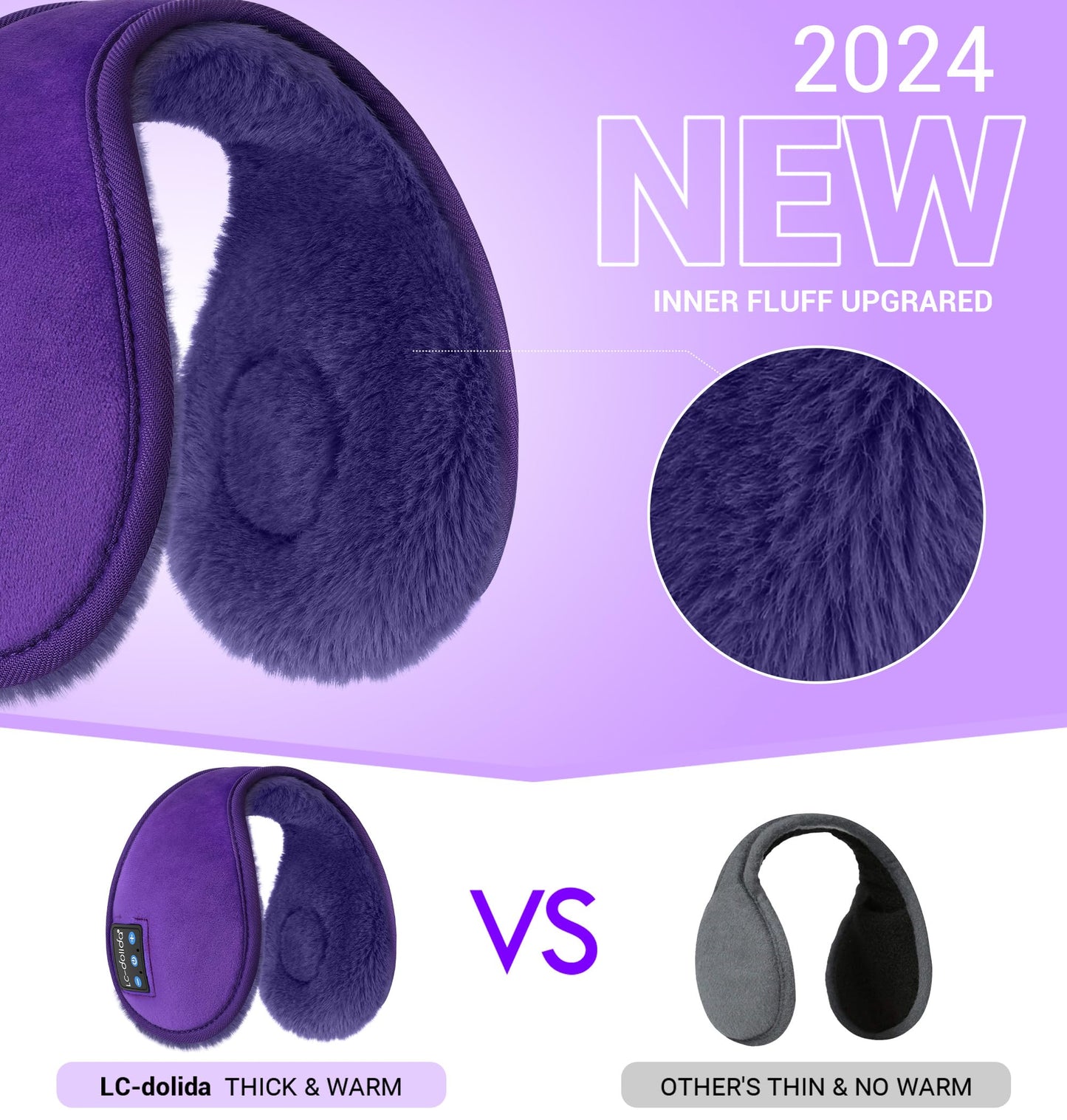 LC-dolida Earmuff Headphones Bluetooth Winter Ear Muffs Ear Warmer Headband for Men/Women/Kids Outdoor Biking Skating Hiking