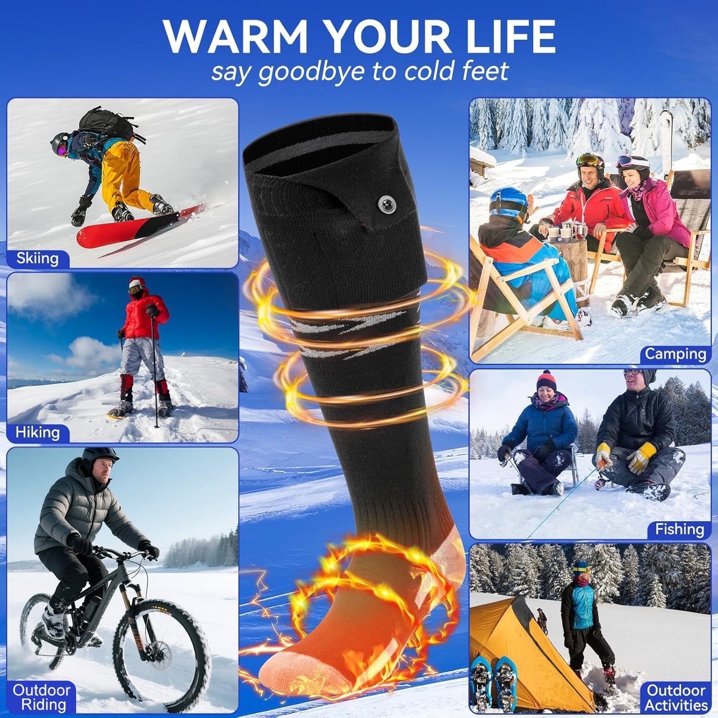 Ninonly Heated Socks for Women Men, APP Control 5000mA Heated Socks Warm Thermal Sock, 3 Heating Settings Winter Foot Warmer Socks for Hunting Camping Skiing Hiking Outdoors