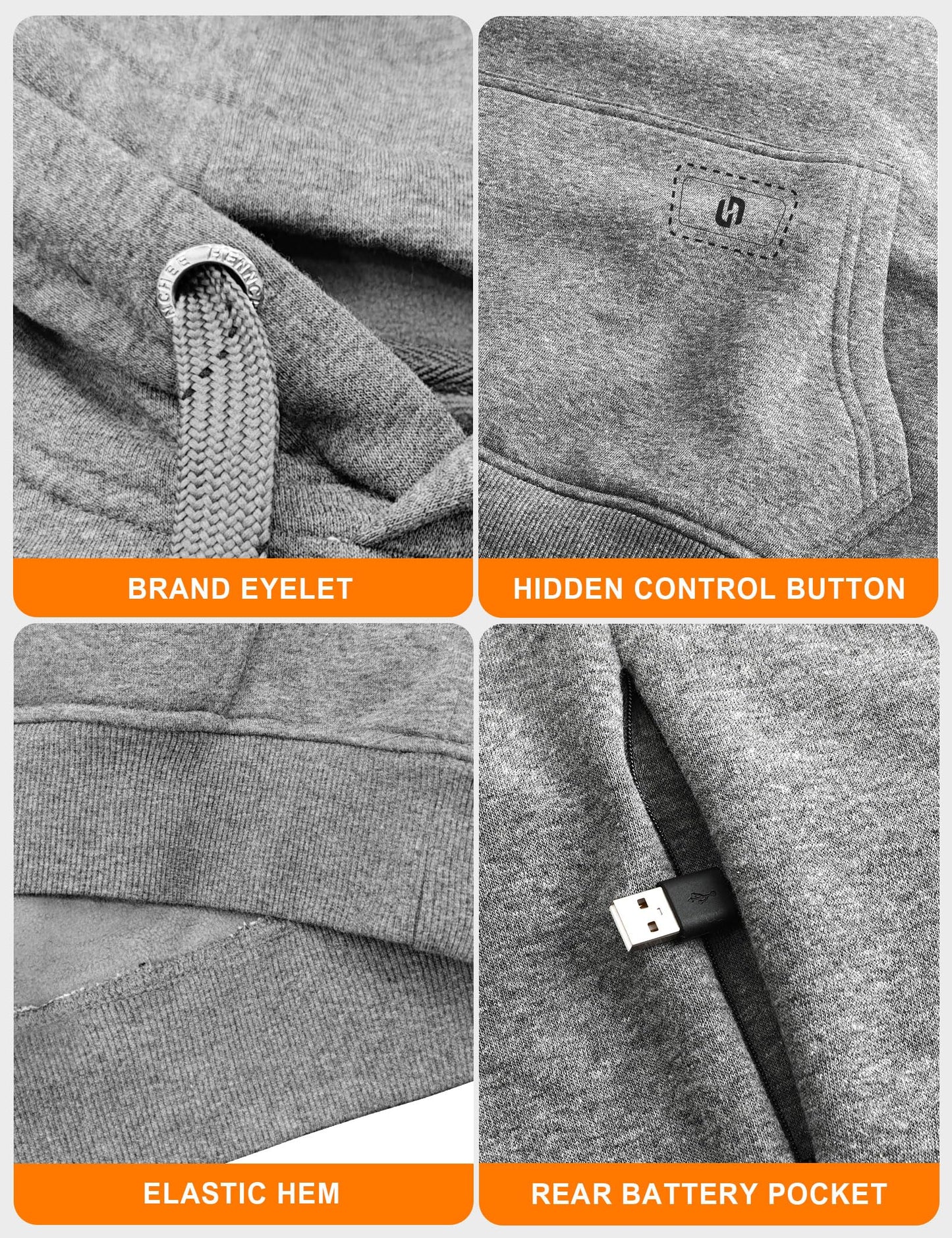 HENNCHEE Heated Hoodies for Men Women with Battery Pack, Heated Pullover Unisex Sweatshirt Heating Jacket
