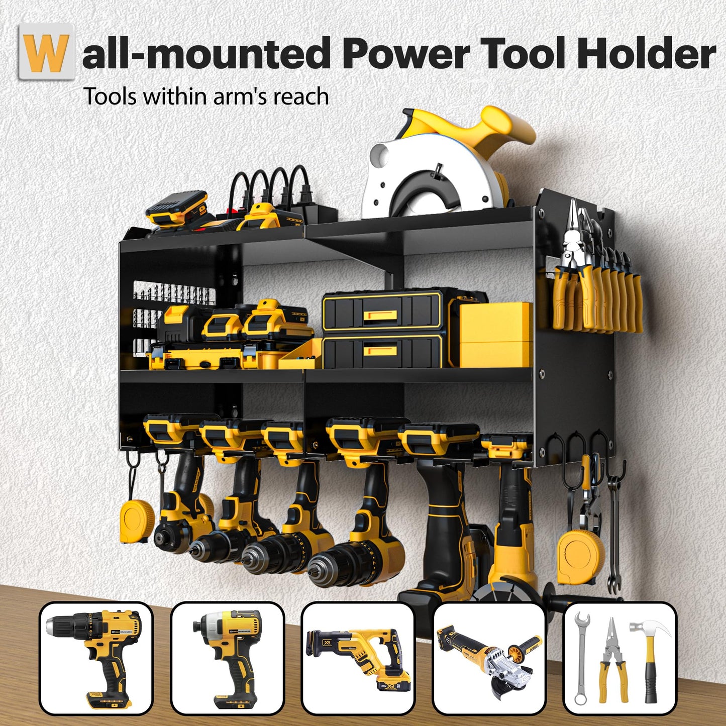 Power Tool Organizer with Charging Station