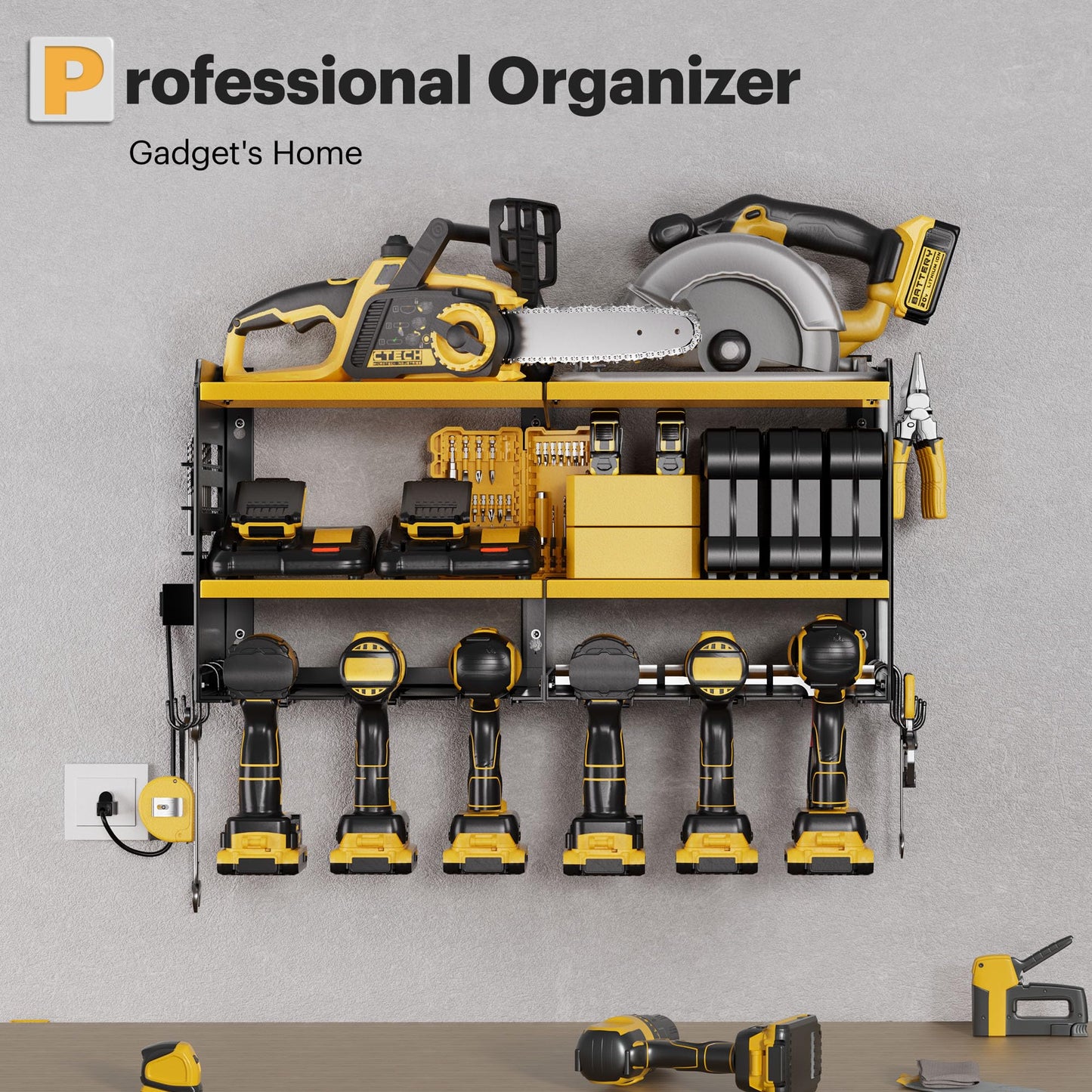 Power Tool Organizer with Charging Station