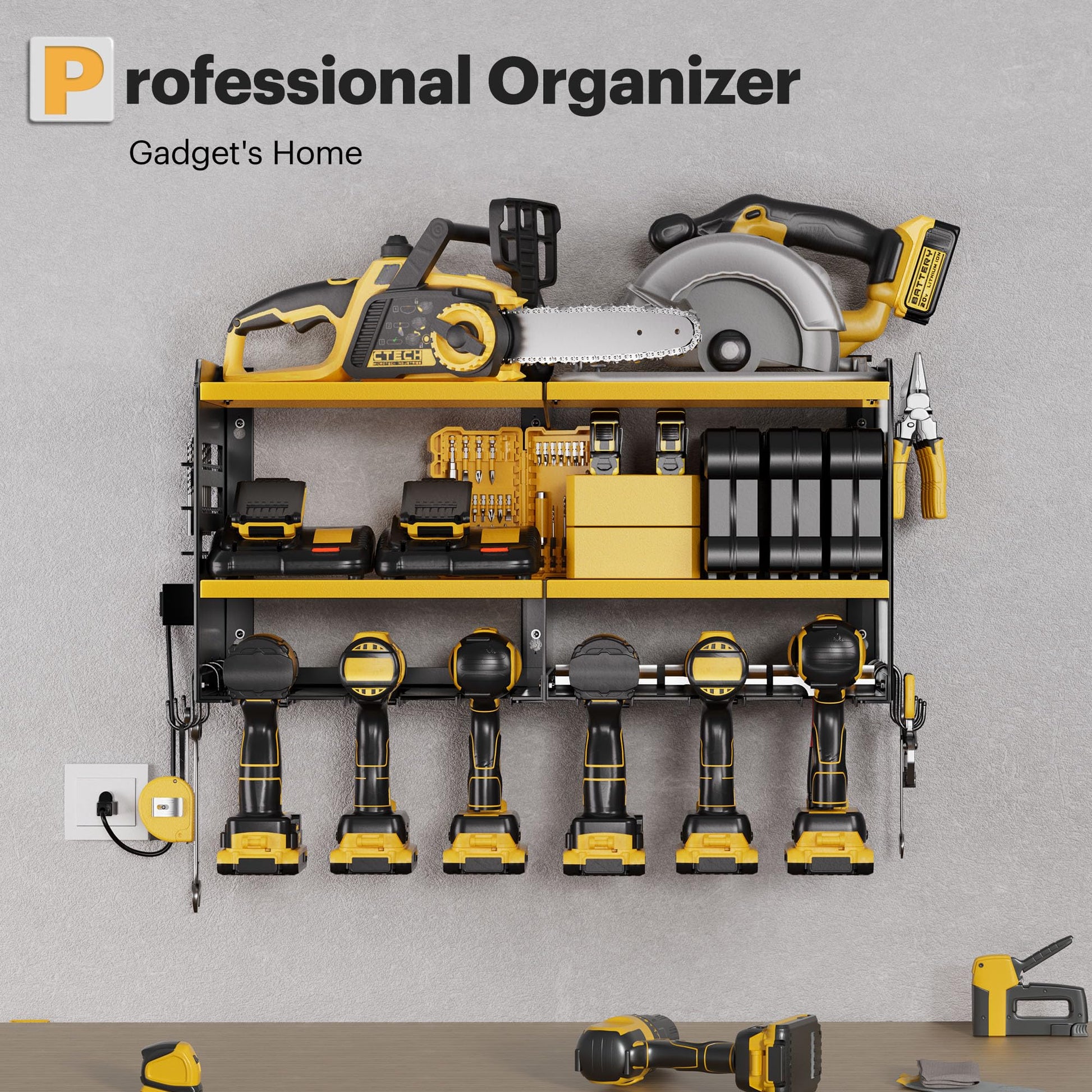 Power Tool Organizer with Charging Station
