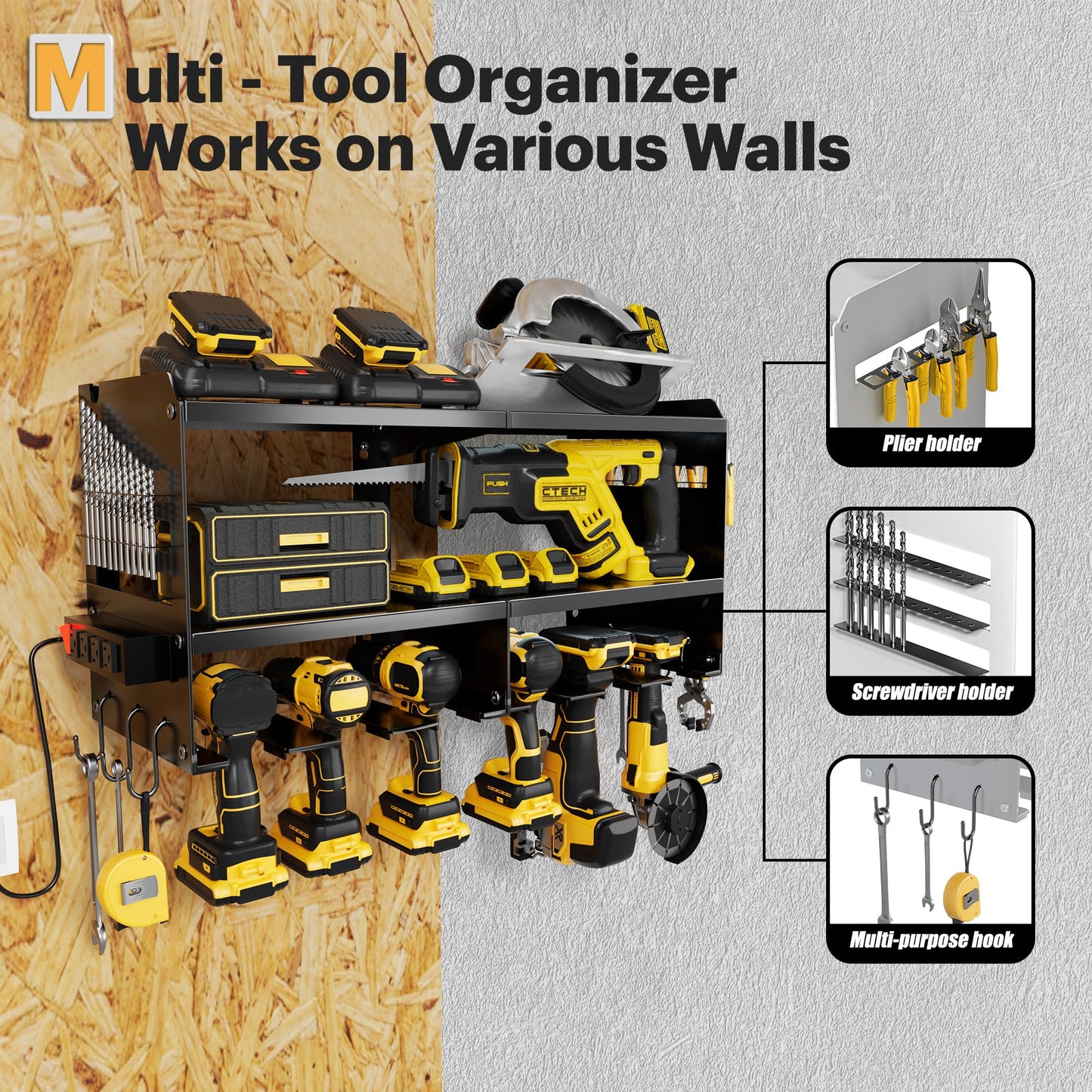 Power Tool Organizer with Charging Station