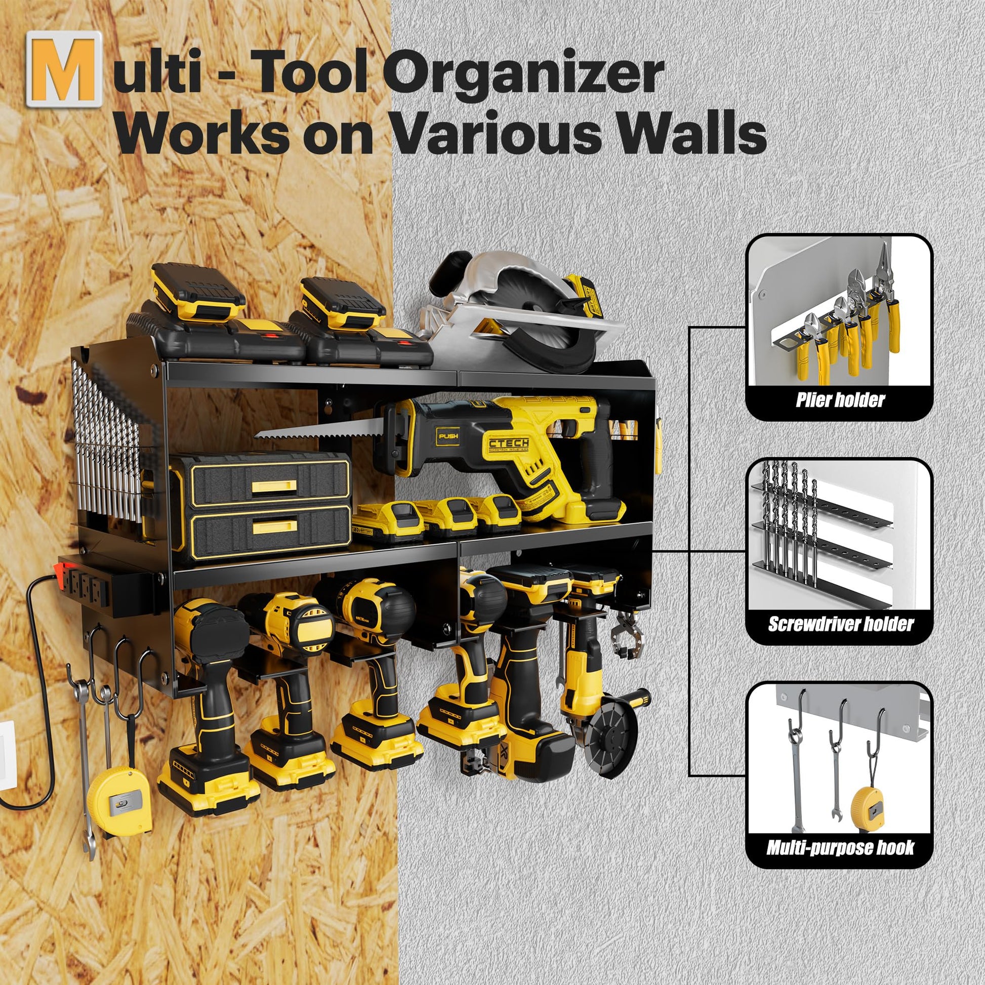 Power Tool Organizer with Charging Station