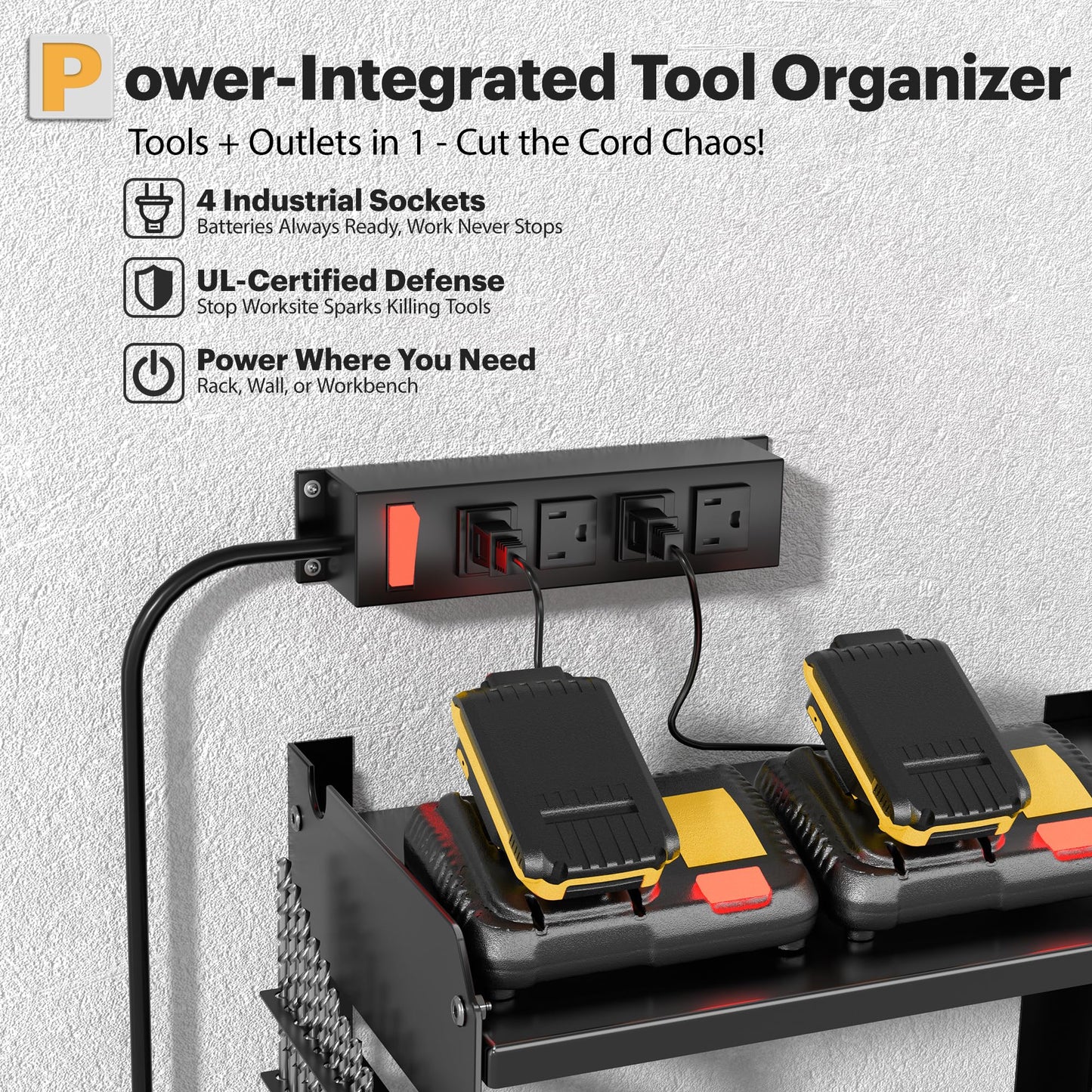 Power Tool Organizer with Charging Station