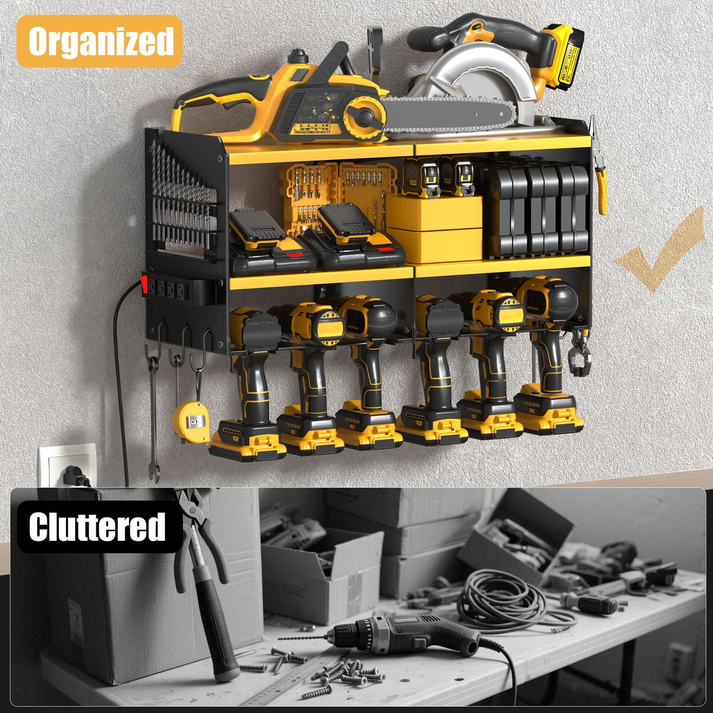 Power Tool Organizer with Charging Station