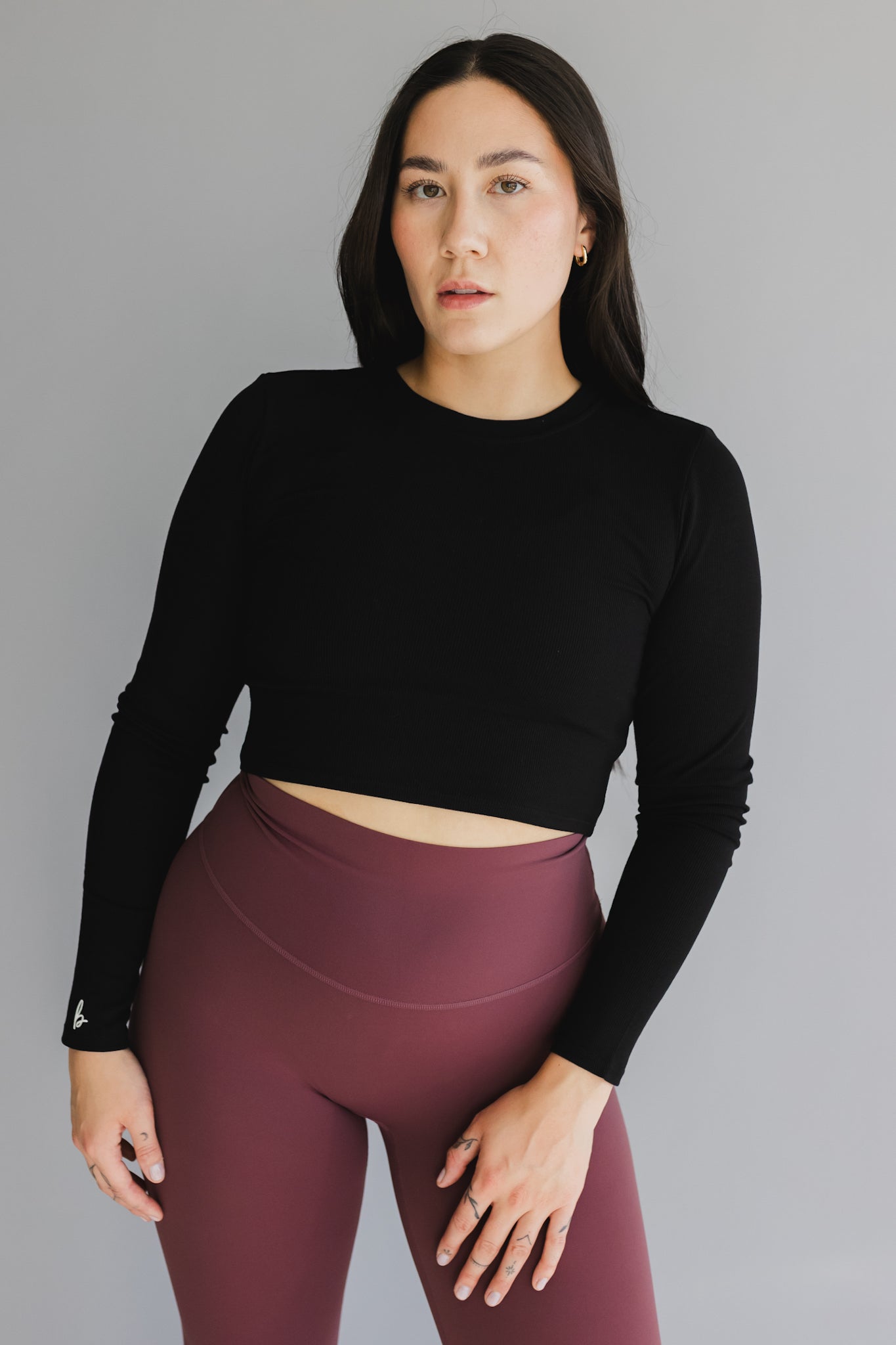 Ribbed cropped crew top