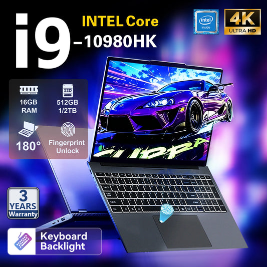 15.6 Windows11 Pro Laptop backlit keyboard Intel Core i9 10980HK 16GB 1TB Laptops Office Computer Fingerprint Unlock Notebook PC