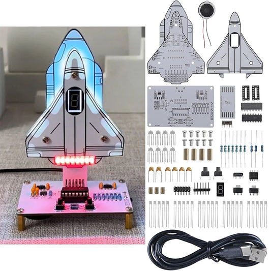 DIY Rocket Soldering Practice Projects Kit Electronic Space Themed DIY Kit with Simulated Rocket Launch Countdown LED Lights