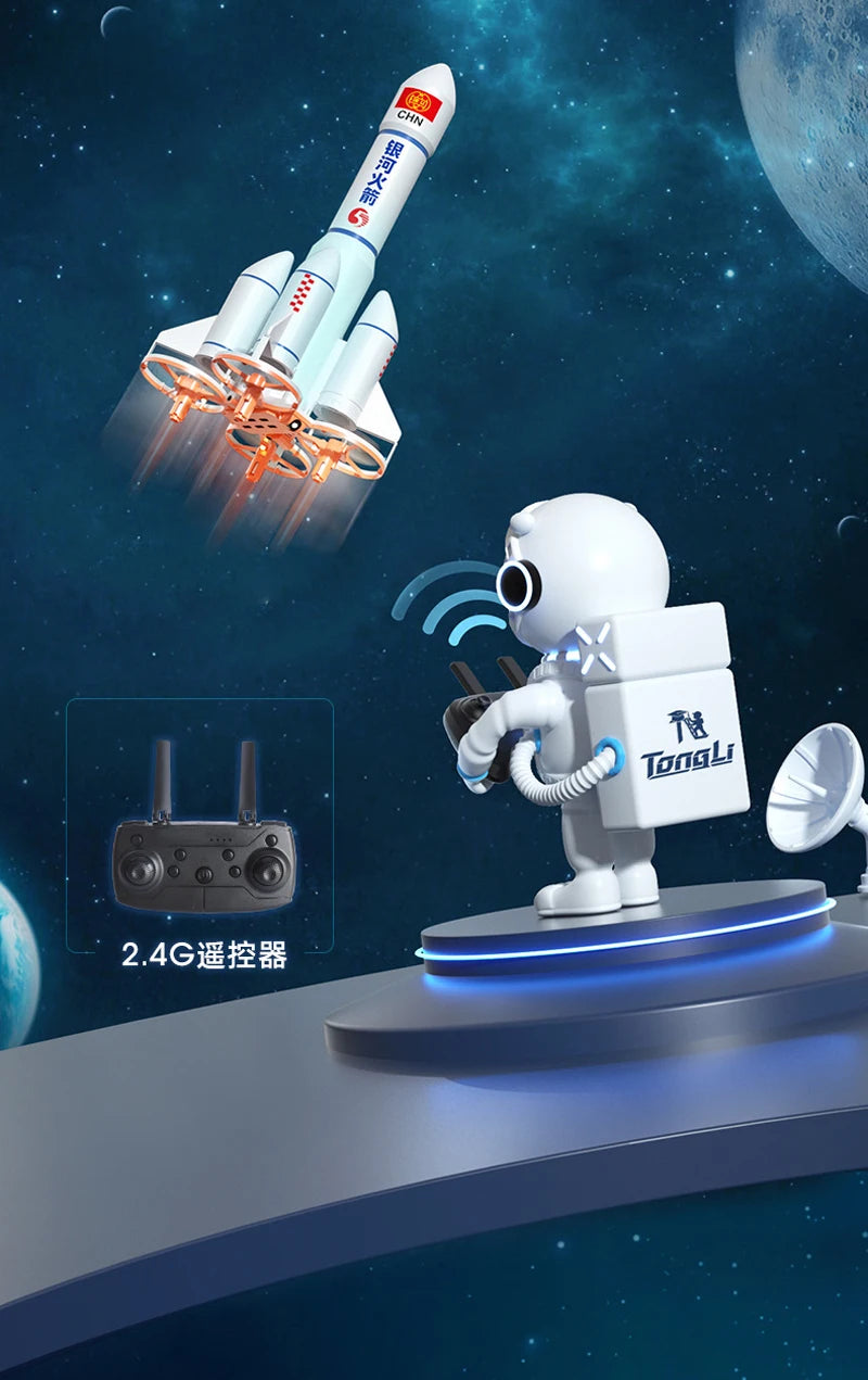 Remote Control Space Rocket RC Astronaut Space Shuttle Mini Drone With LED Fire 360° Roll RC Quadcopter Aircraft Kids Gift Toy