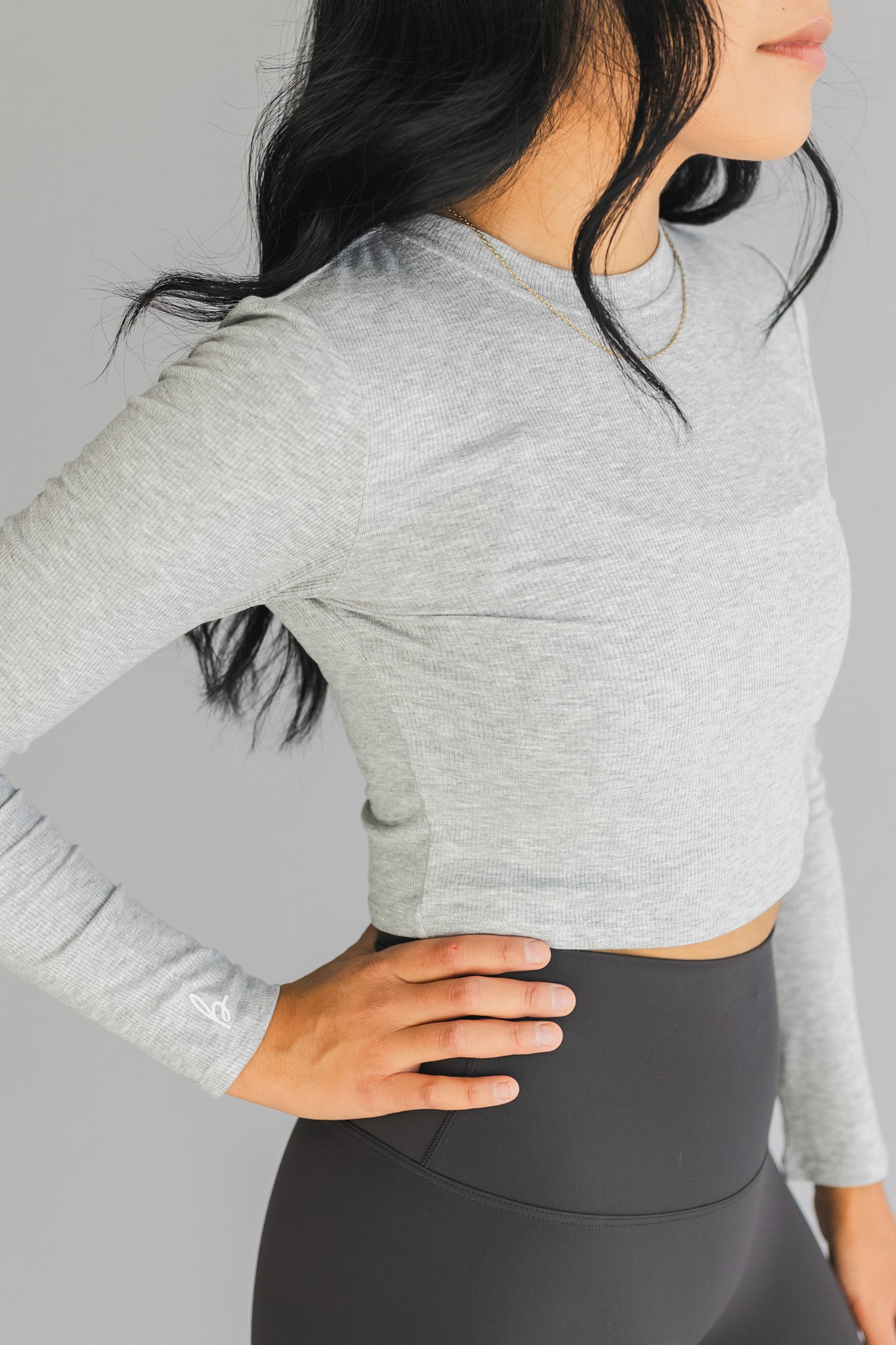 Ribbed cropped crew top