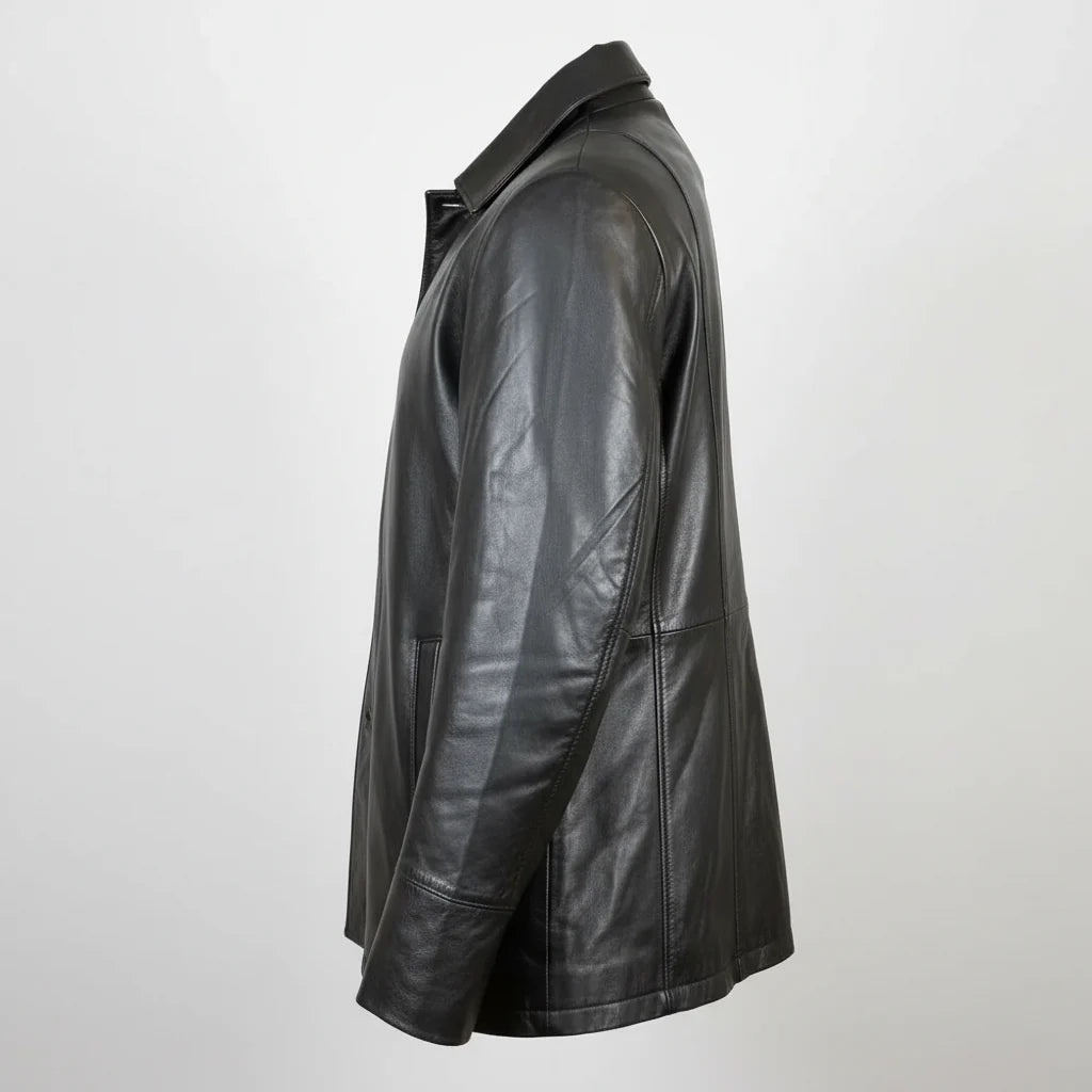 Classic Women's Mid-Length Lamb Leather Jacket