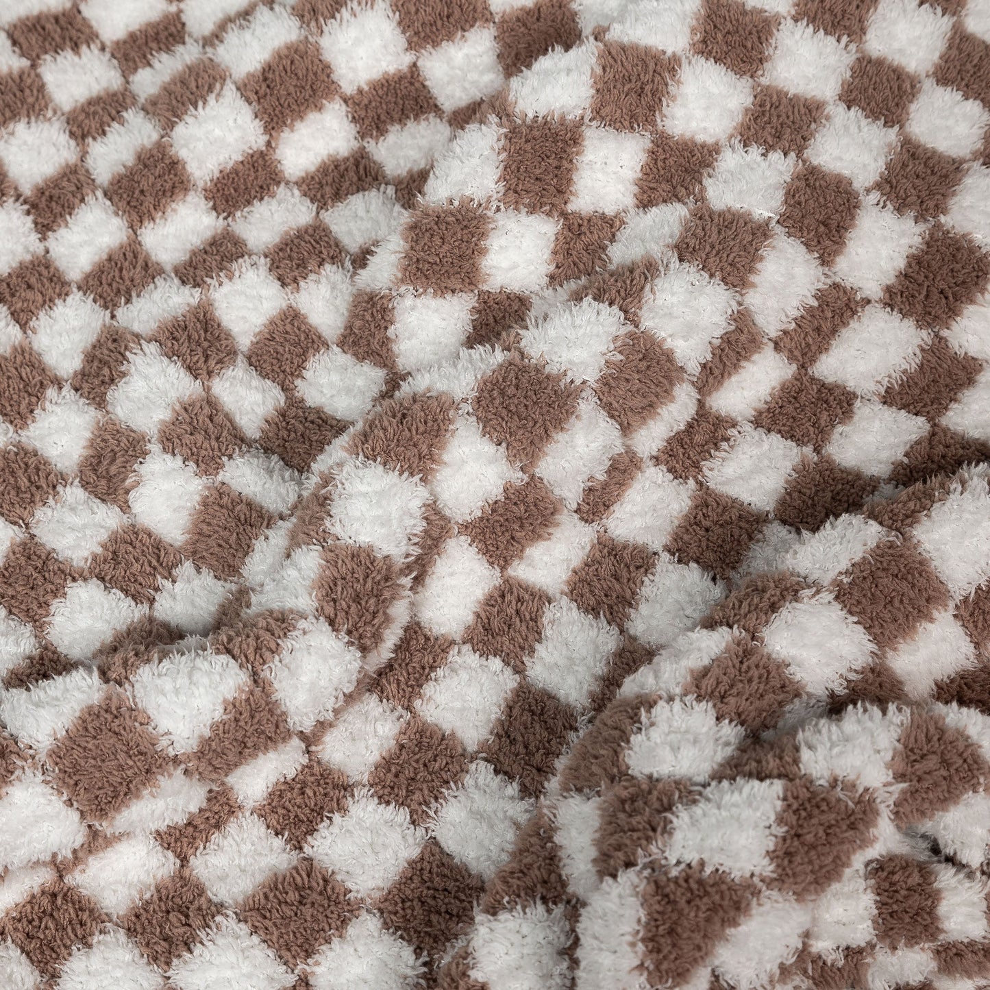 Chocolate Milk & White Check Print Toddler Blanket