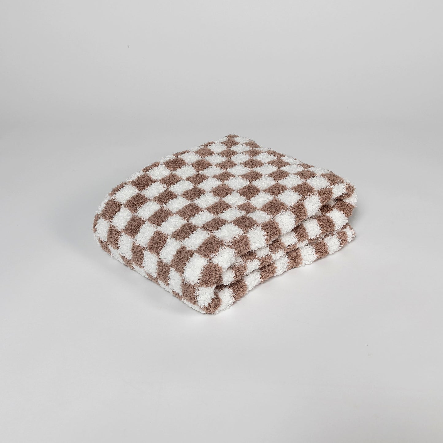 Chocolate Milk & White Check Print Toddler Blanket