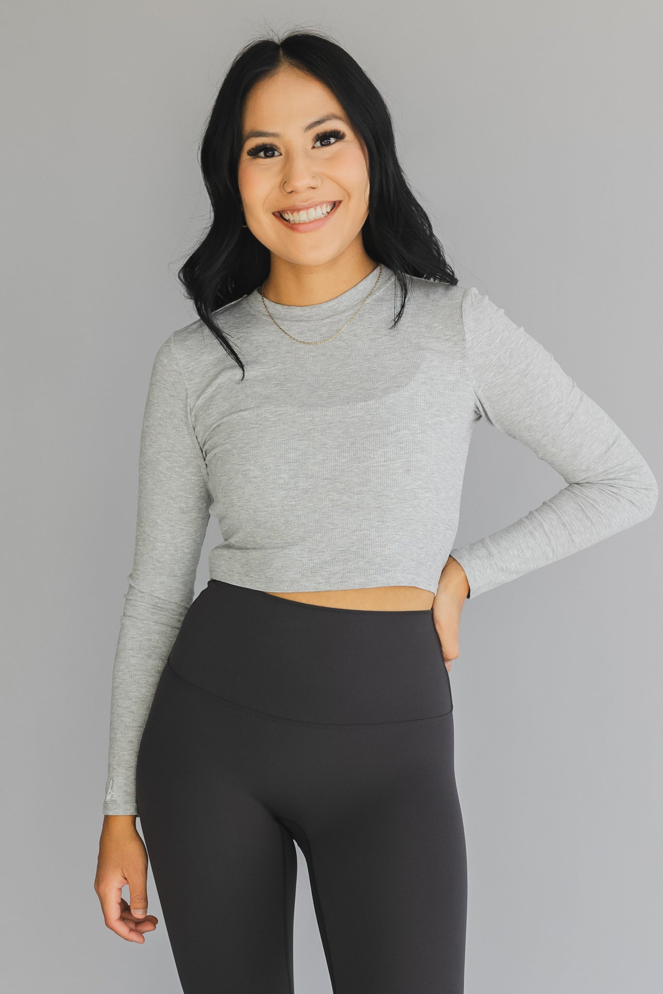 Ribbed cropped crew top
