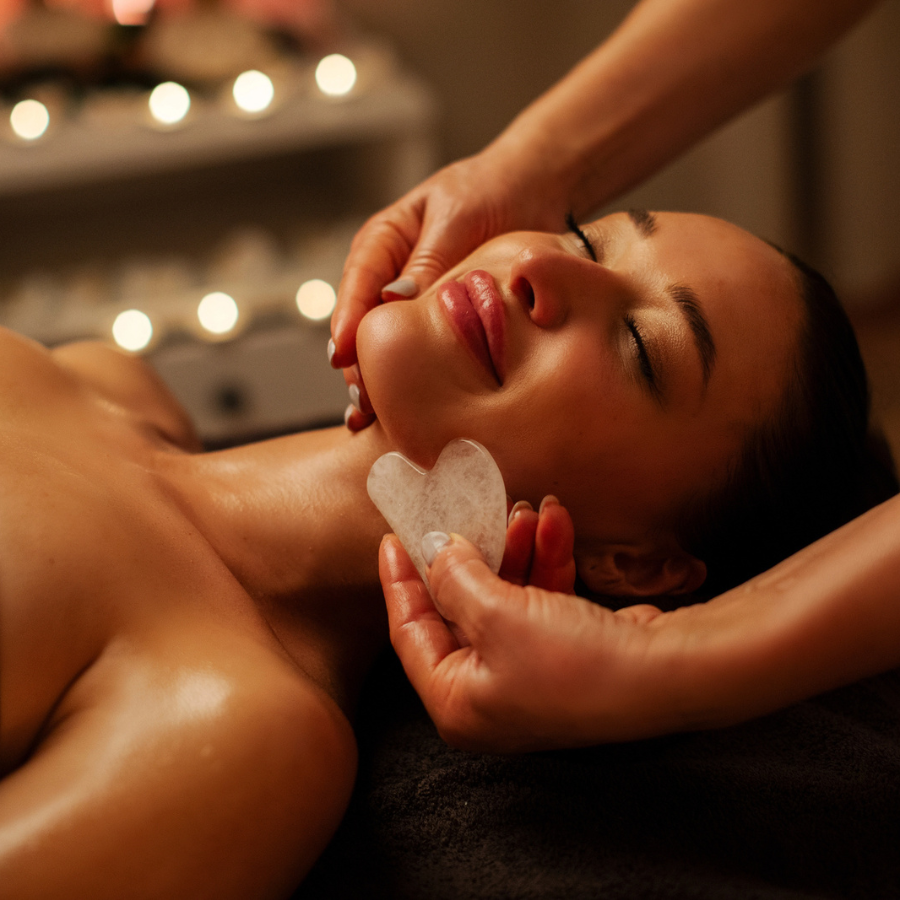 Pierre Gua Sha en quartz rose