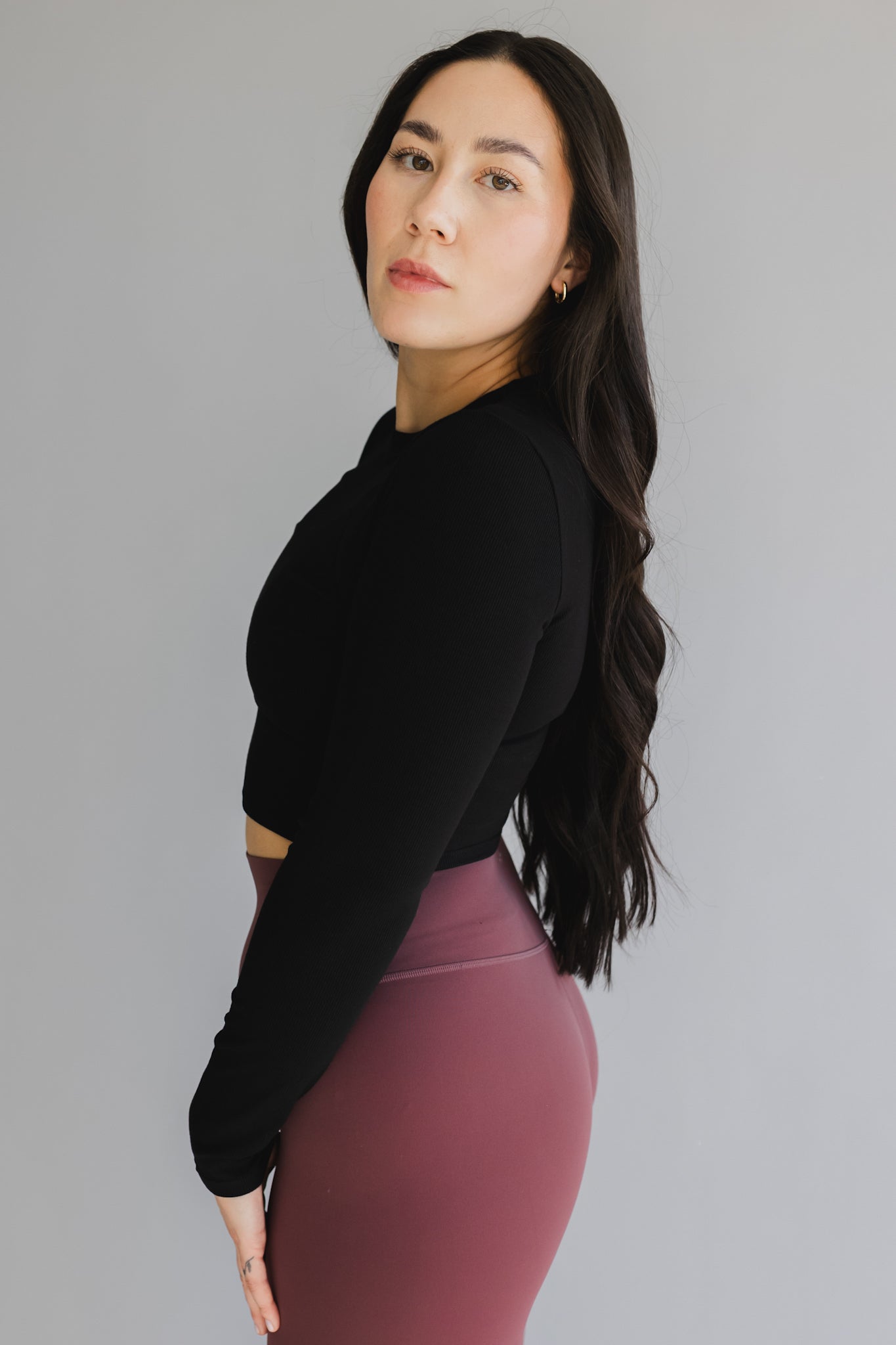 Ribbed cropped crew top