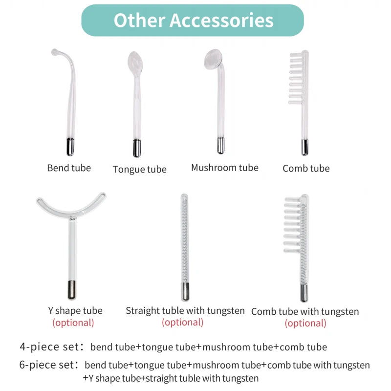 6 in 1 Touch Panel High Frequency Facial Machine For Hair Face Electrotherapy Wand Argon Treatment Acne Skin Care