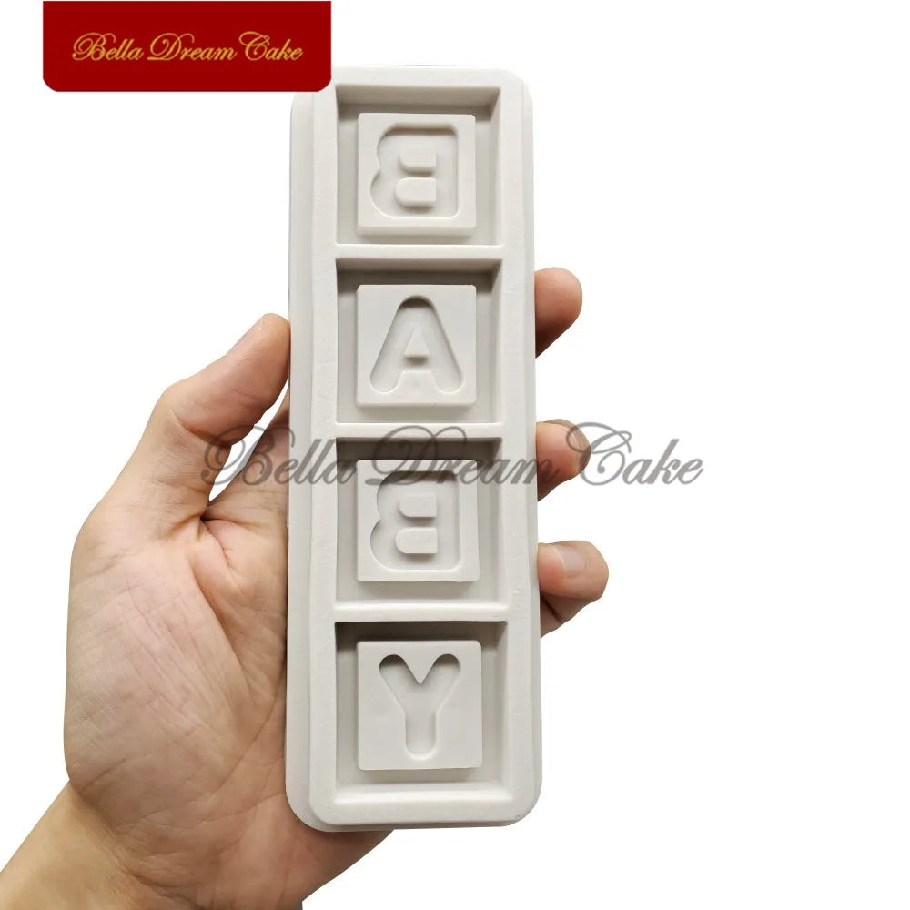 Baby Blocks Letter Silicone Mold Fondant Mould DIY Candy Chocolate Clay Model Cake Decorating Tools Kitchen Baking Accessories