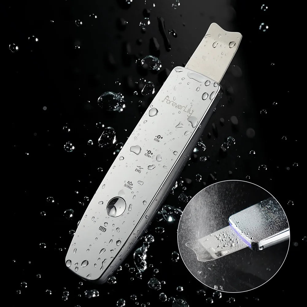 6 in 1 EMS Ultrasonic Skin Scrubber ION LED Photon Skin Lifting Massager Face Spatula Blackhead Remover Facial Deep Cleansing