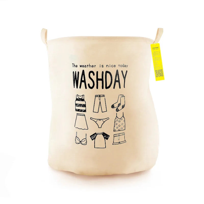 Cute Dog Laundry Basket Cotton Linen Waterproof Folding Storage Basket With Handle Kid Toy Clothes Portable Sundries Bin50×40