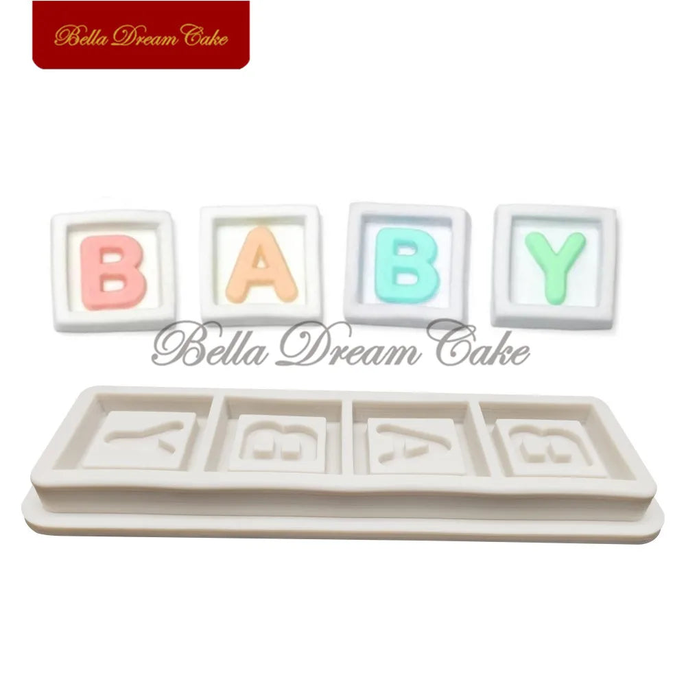 Baby Blocks Letter Silicone Mold Fondant Mould DIY Candy Chocolate Clay Model Cake Decorating Tools Kitchen Baking Accessories