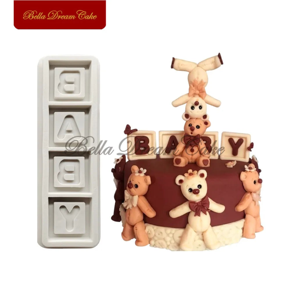 Baby Blocks Letter Silicone Mold Fondant Mould DIY Candy Chocolate Clay Model Cake Decorating Tools Kitchen Baking Accessories